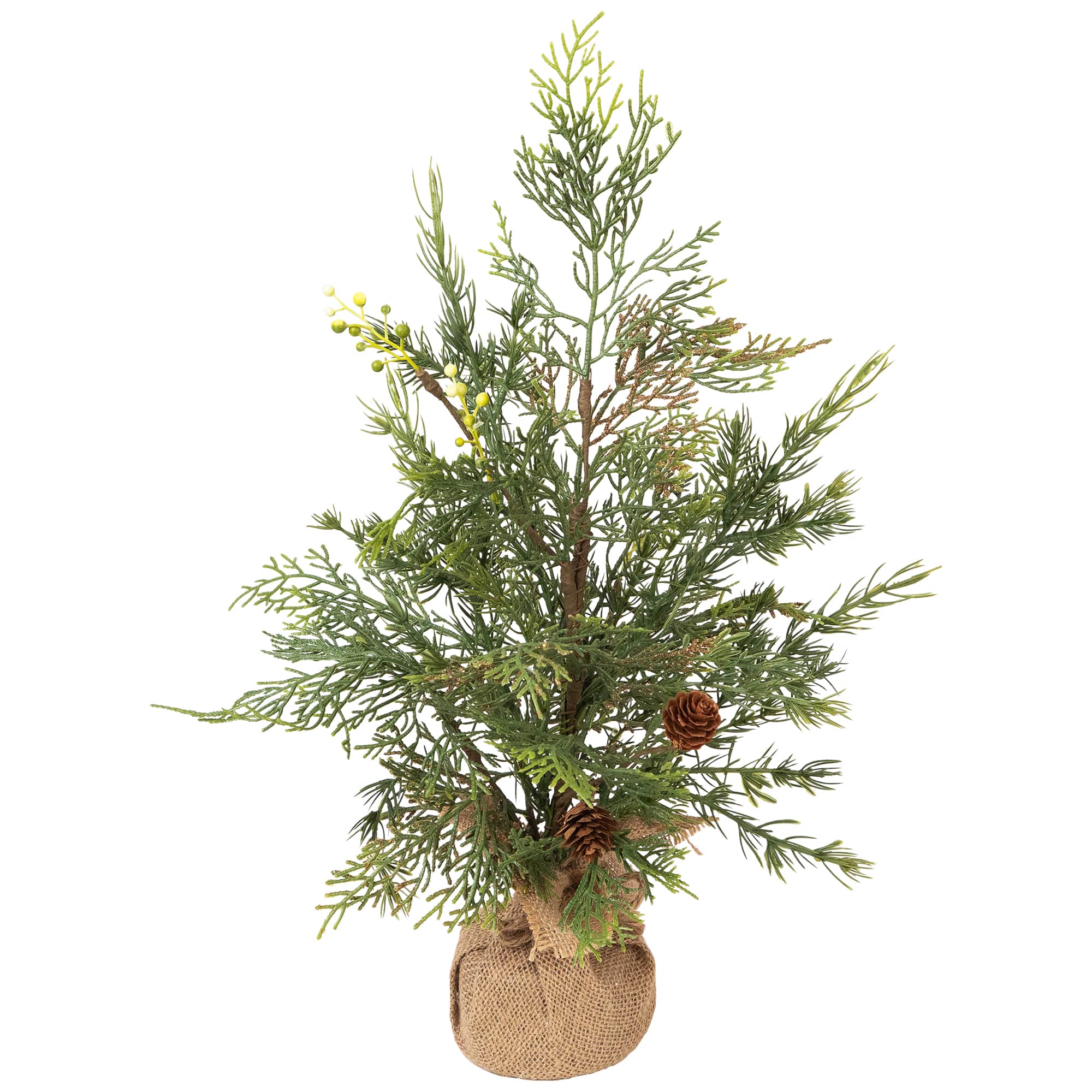 Northlight 20" Unlit Cypress, Berries & Pinecones Artificial Christmas Tree with Burlap Base