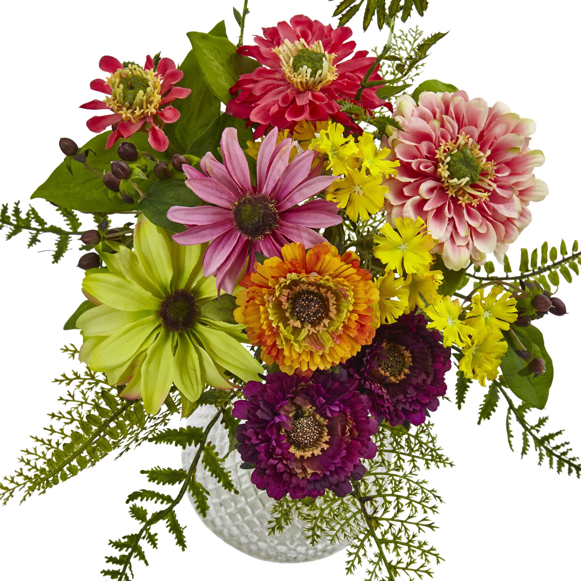 15" Mixed Floral Arrangement in Glass Vase