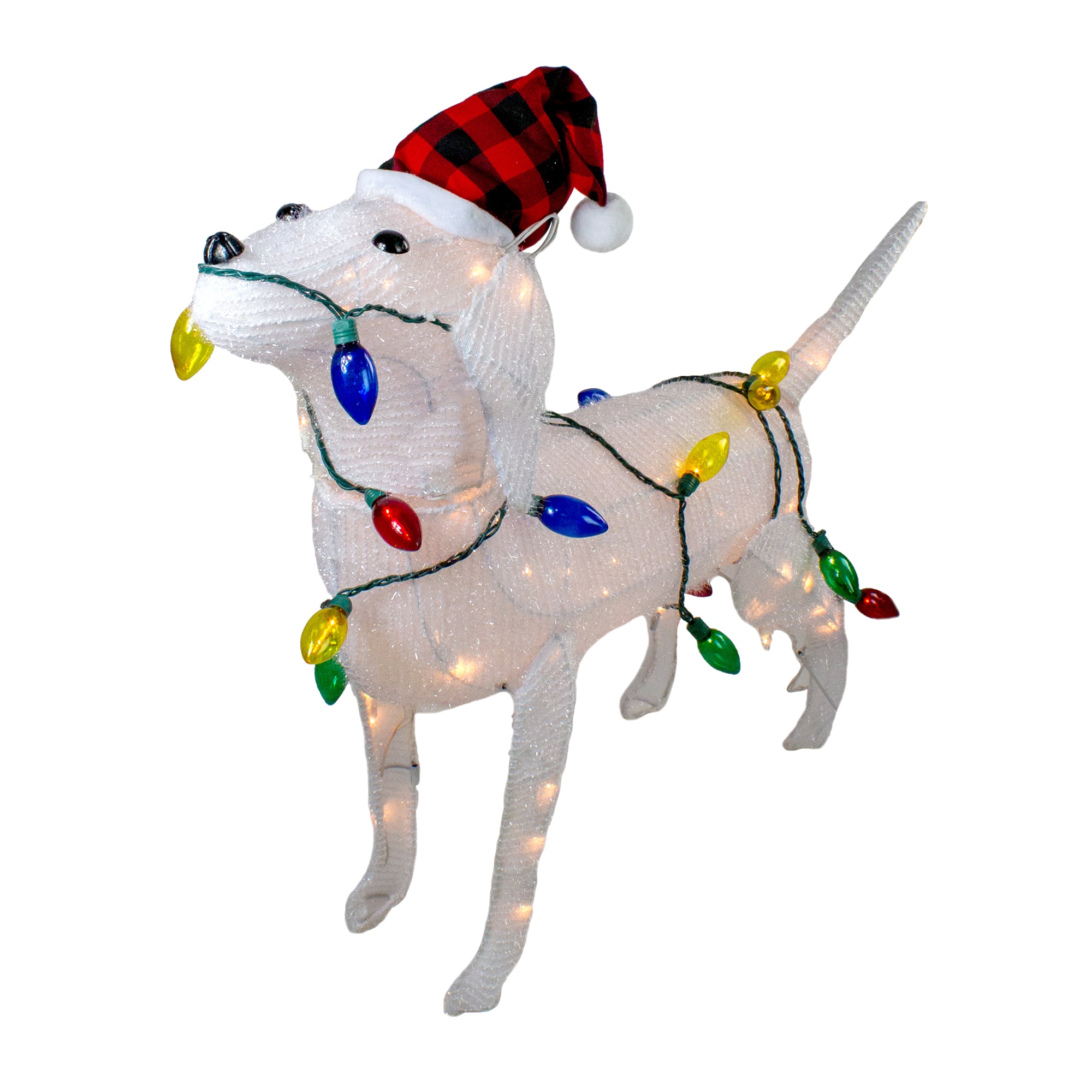 3ft. White Lighted Standing Dog Christmas Decoration