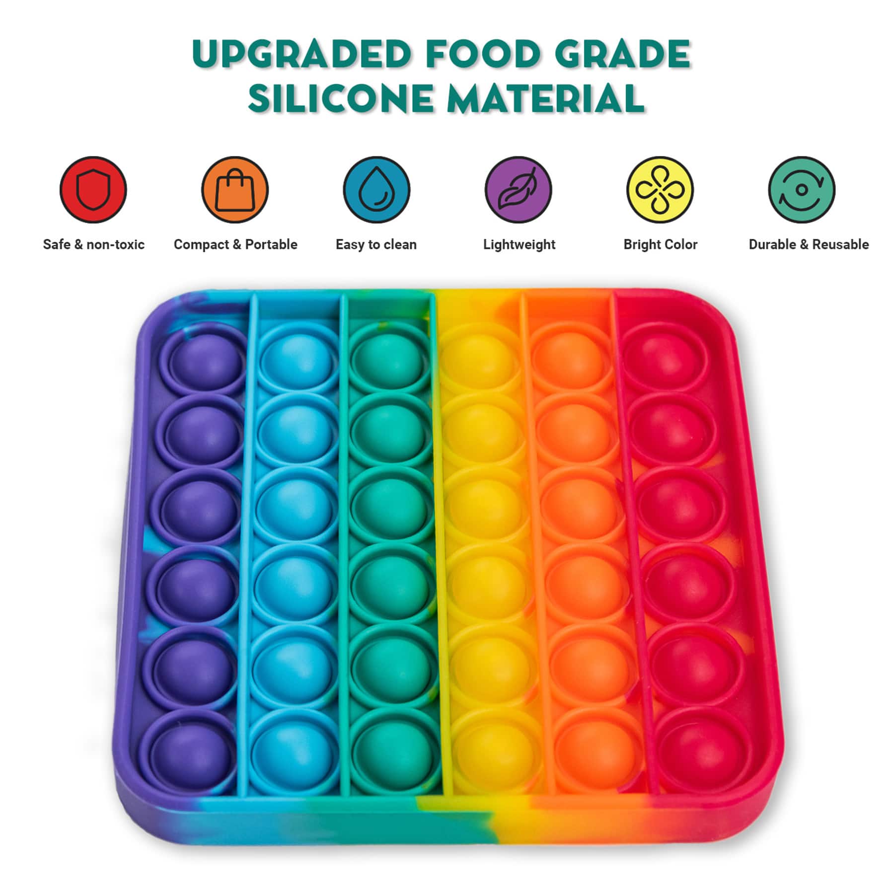The Fidget Game 5" x 5" Rainbow Pop It Mats, 4ct.