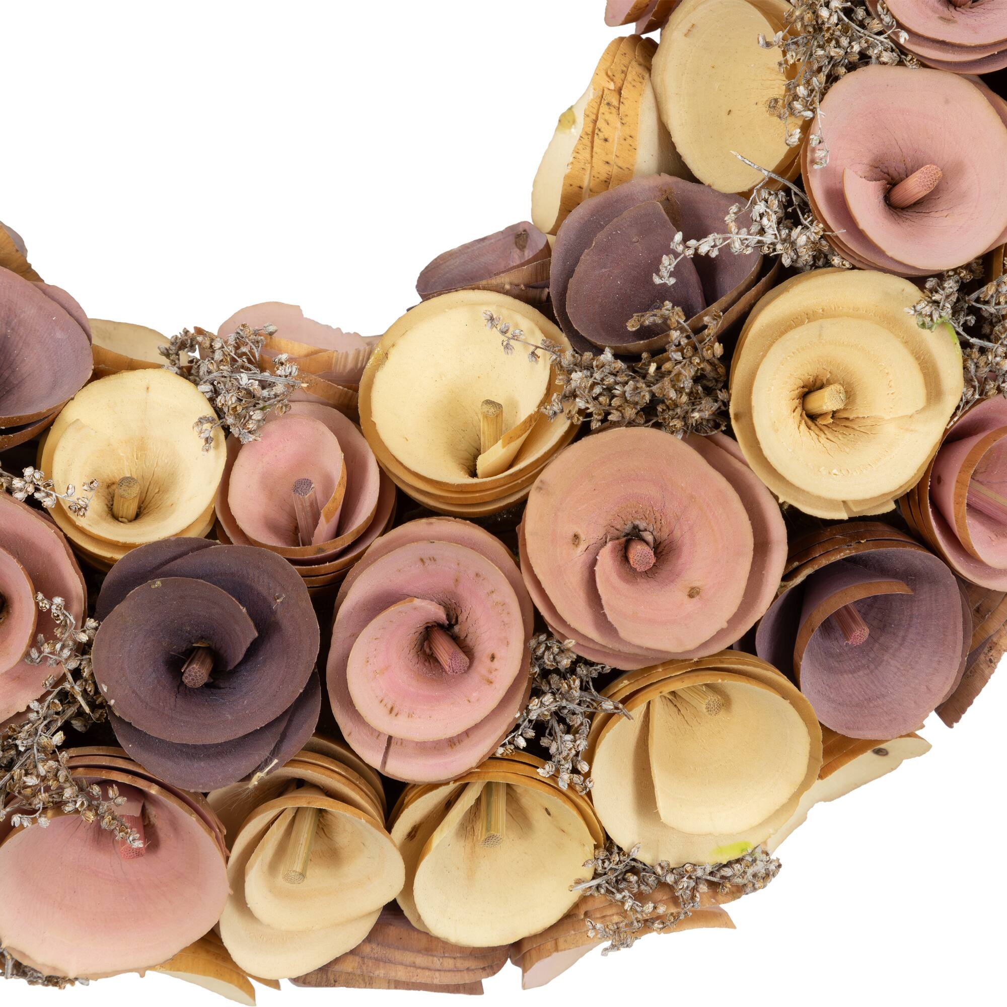 12" Pink & Yellow Wooden Floral Spring Wreath