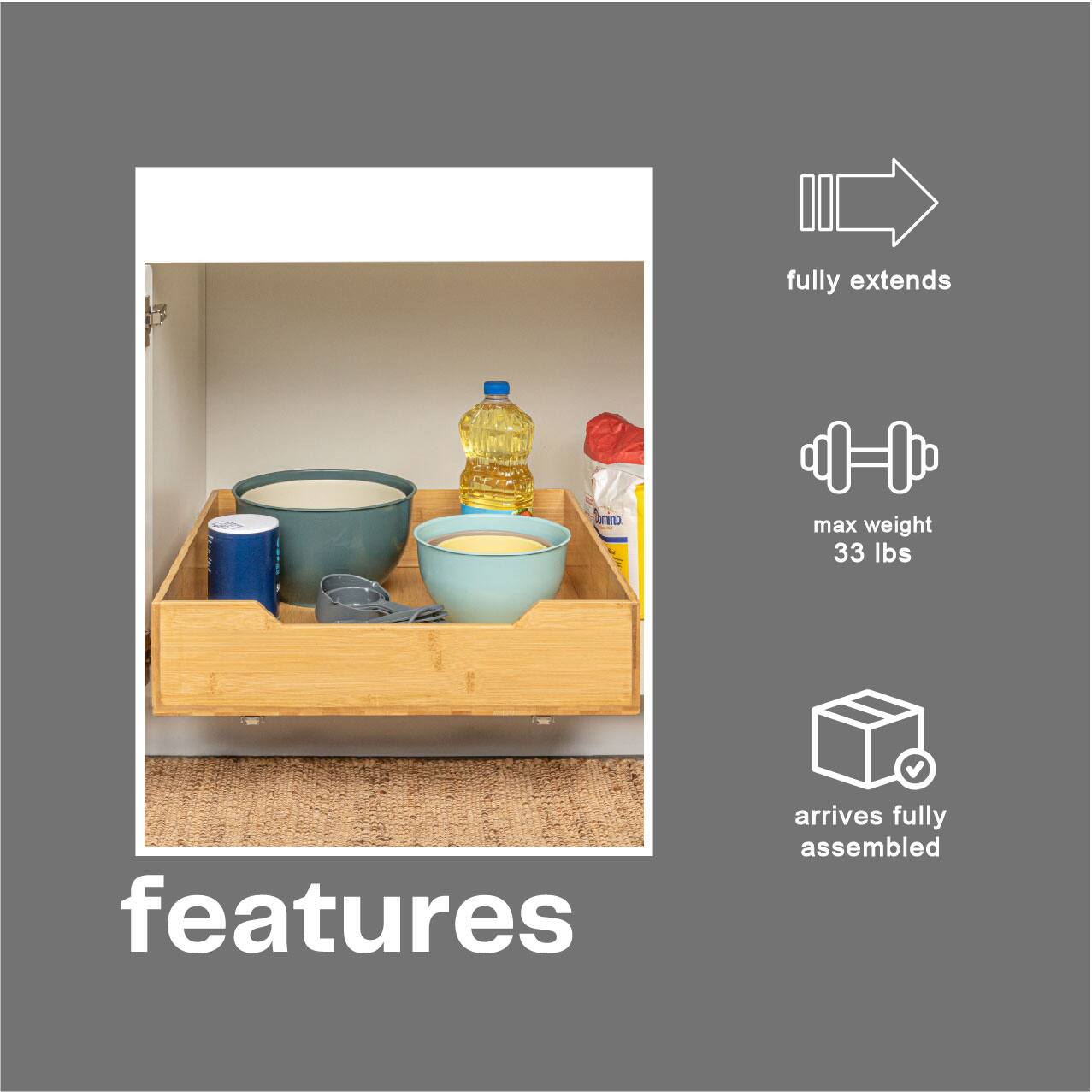 Household Essentials Glidez Bamboo & Steel Slide-Out Storage Organizer