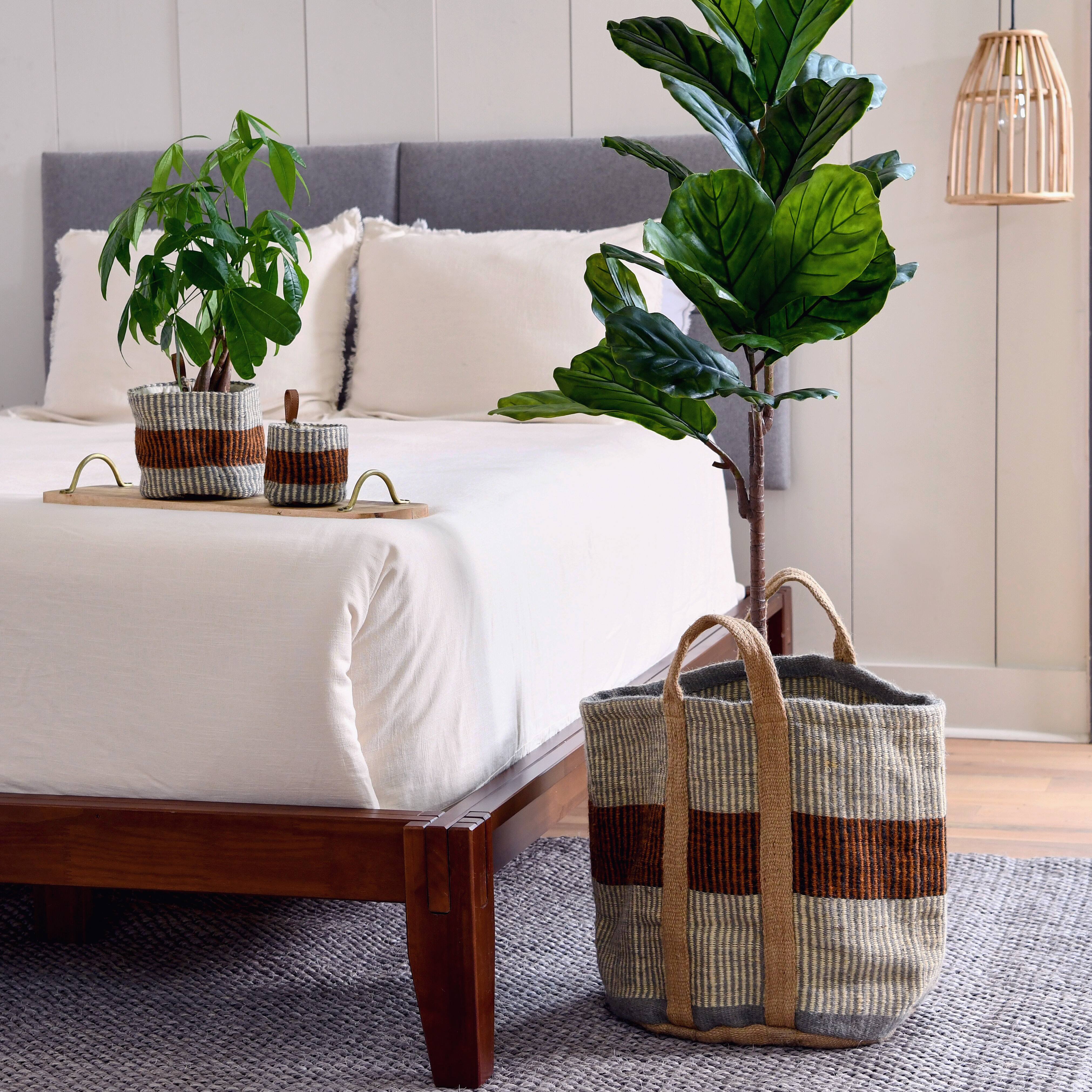 Hello Honey® Rust Striped Woven Jute Basket with Liner Set