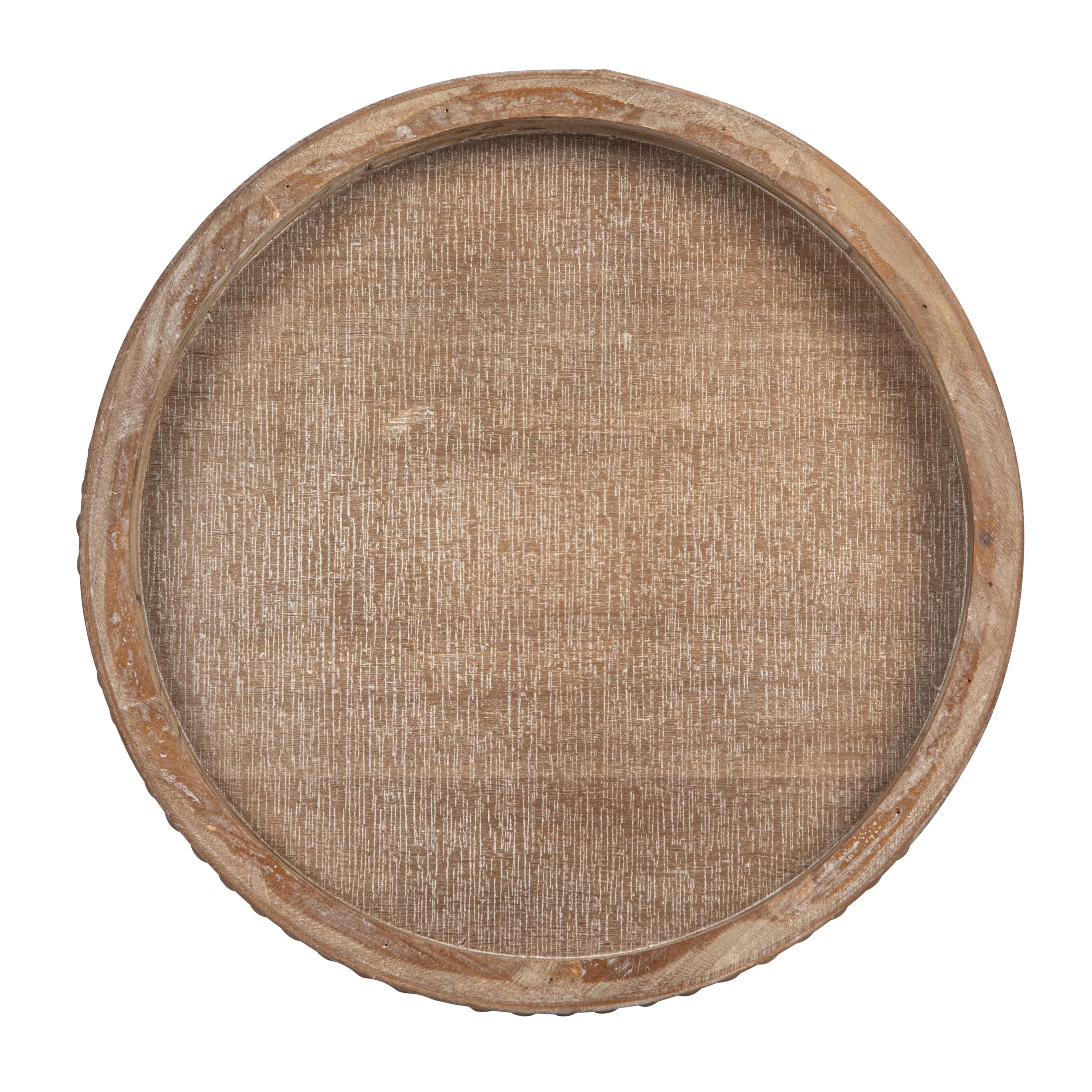 Hello Honey® 16" Decorative Round Wood Tray with Hobnail Edge