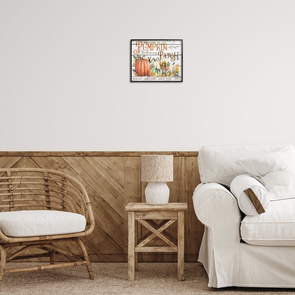 Stupell Industries Welcome Pumpkin Patch Framed Giclee Art