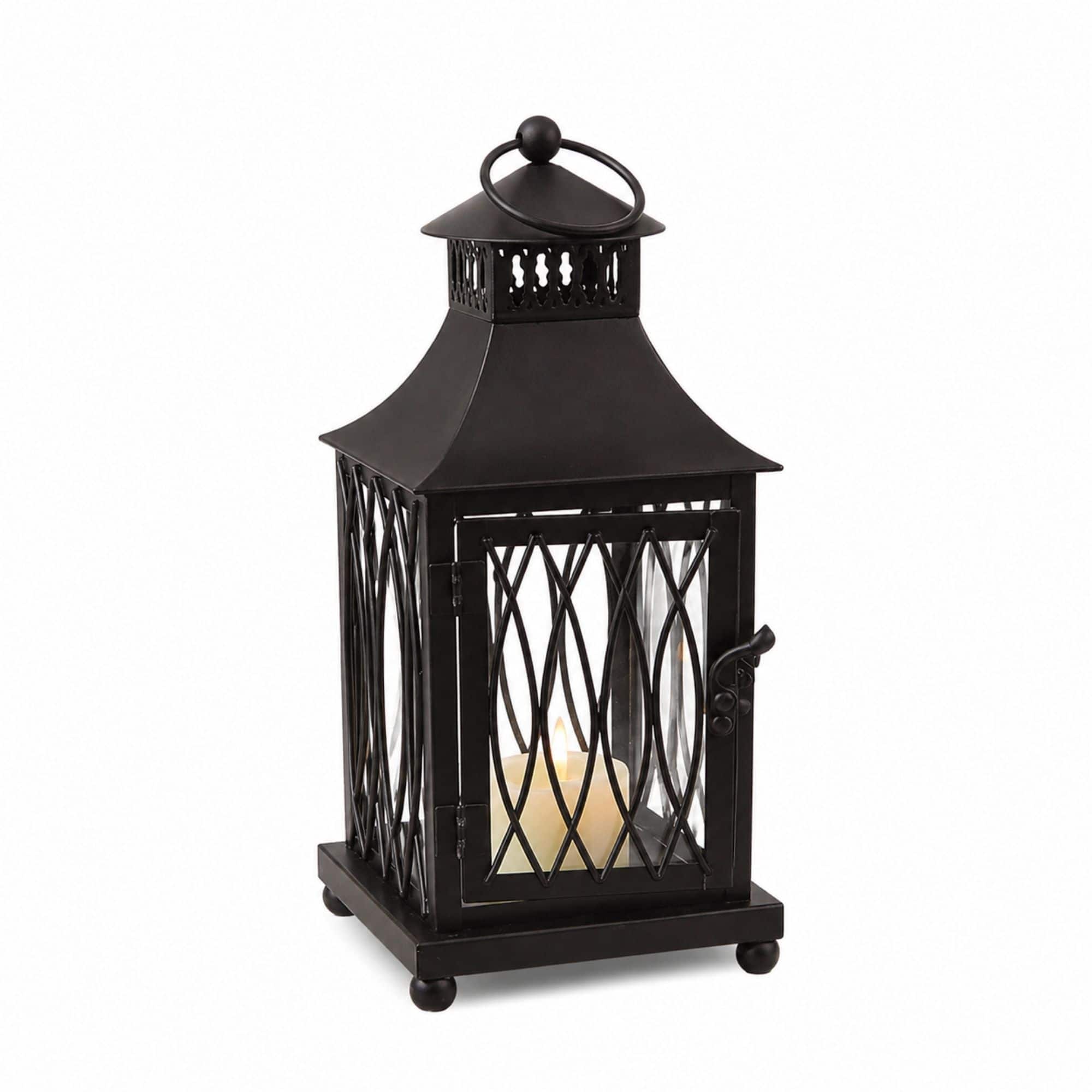 Contemporary Black Metal Lantern Set, 11", 16" & 23"