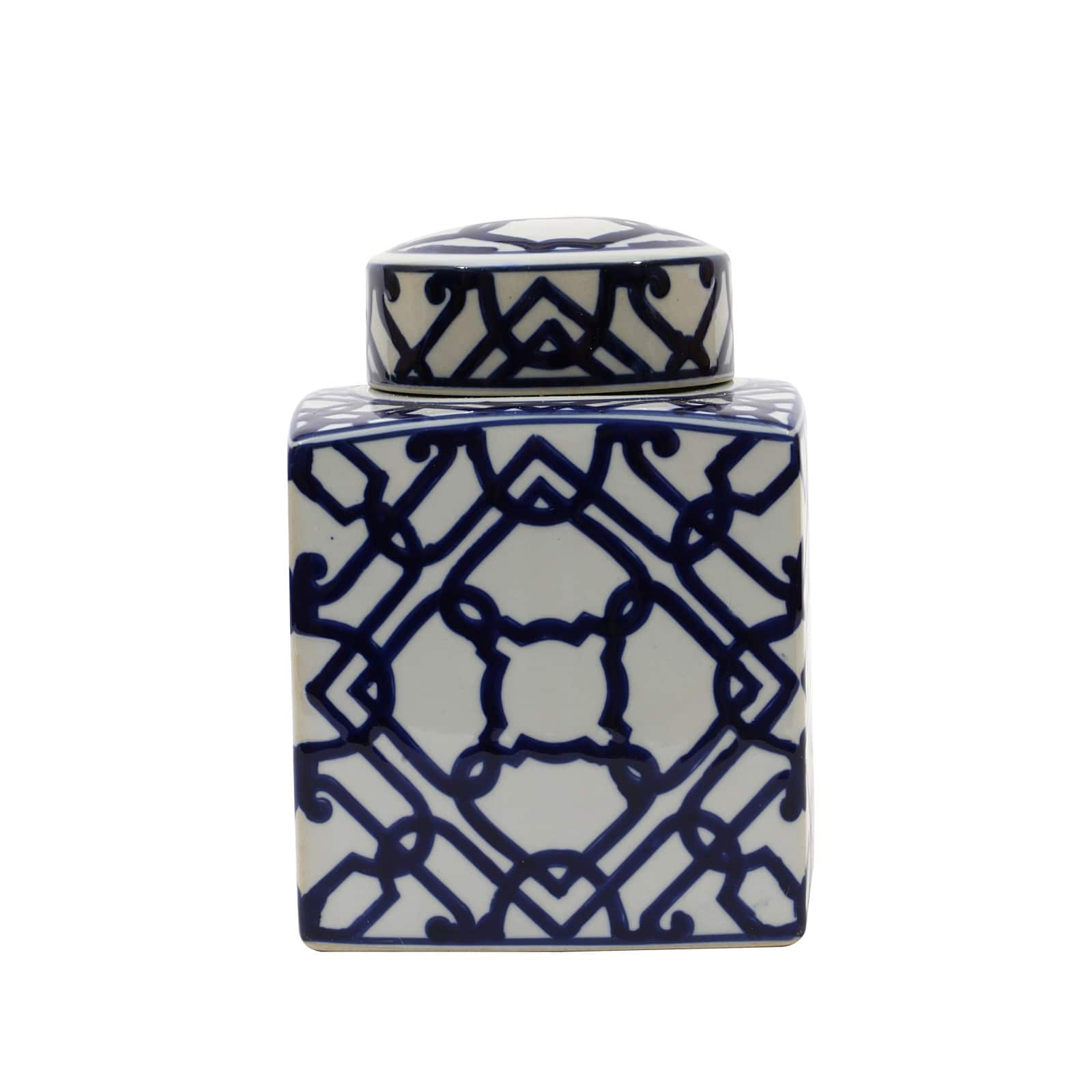 Hello Honey® 8.5" Blue & White Ceramic Ginger Jar with Lid