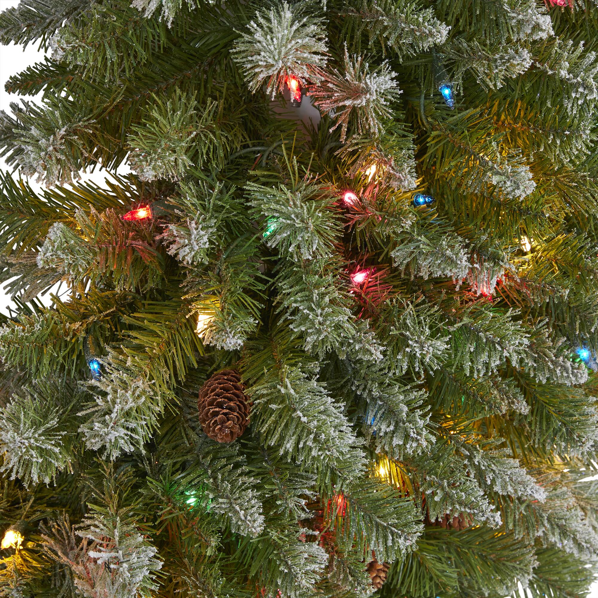5ft. Pre-Lit Flocked Artificial Christmas Wreath