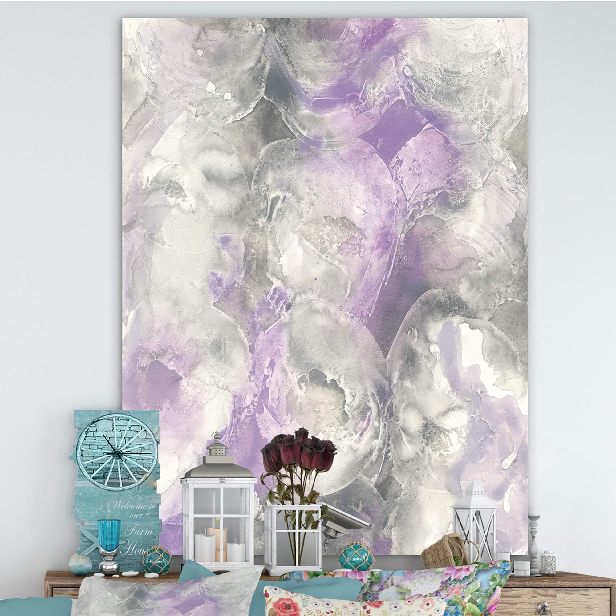 Designart - Watercolor Minimal Purple Tones III - Modern Farmhouse Premium Canvas Wall Art