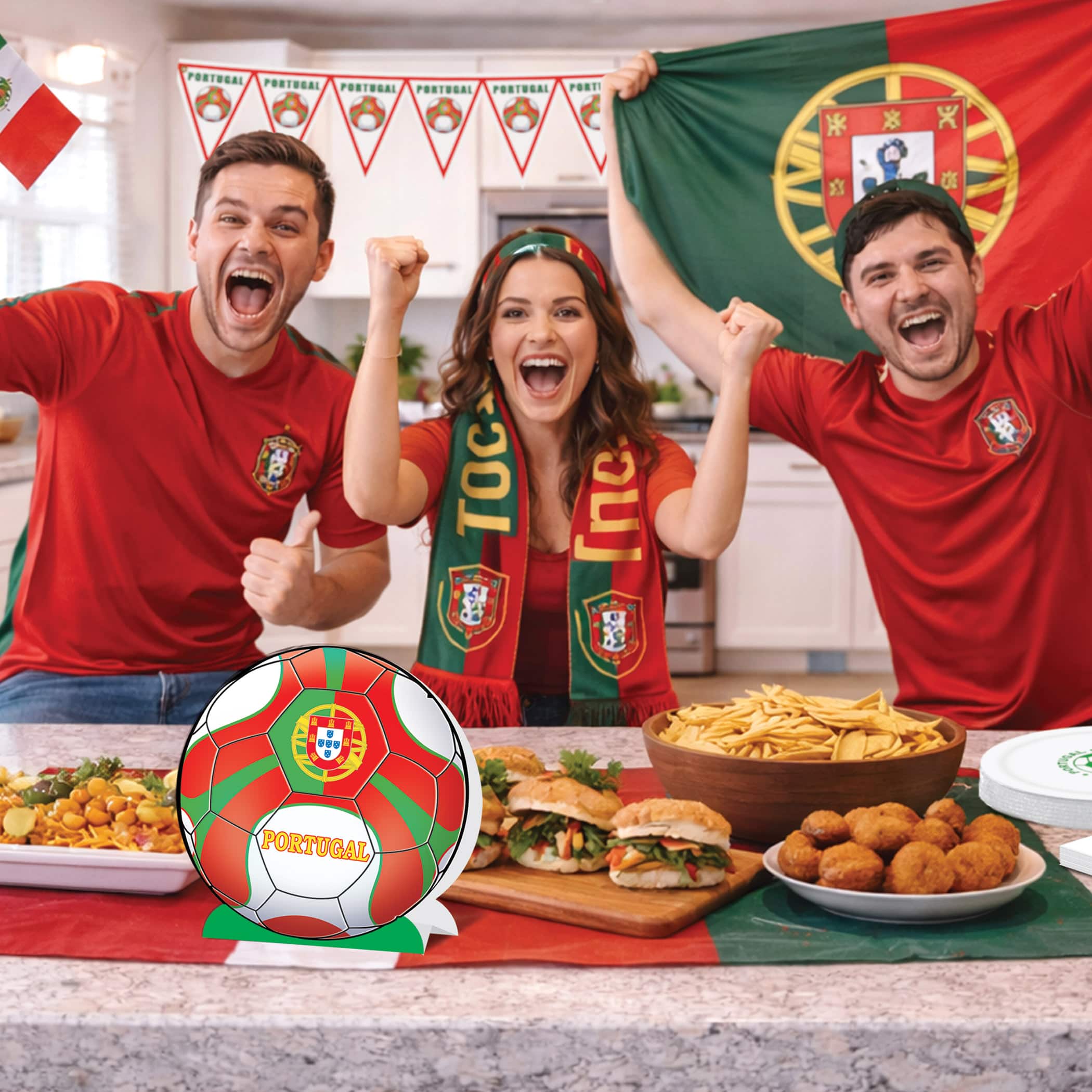 9.25" Portugal 3D Soccer Ball Centerpieces, 2ct.