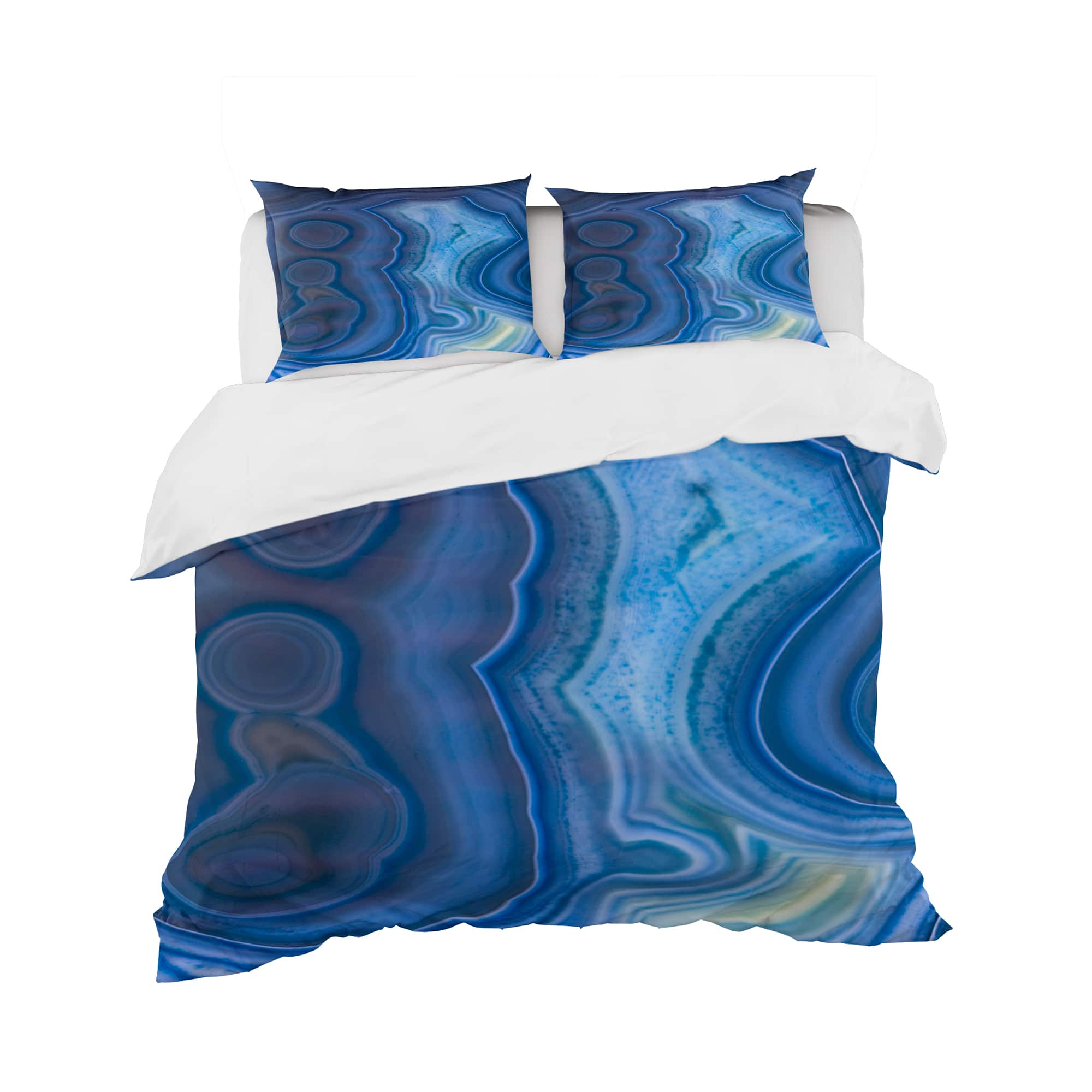 Designart 'Blue Agate Stone Design' Modern & Contemporary Bedding Set - Duvet Cover & Shams