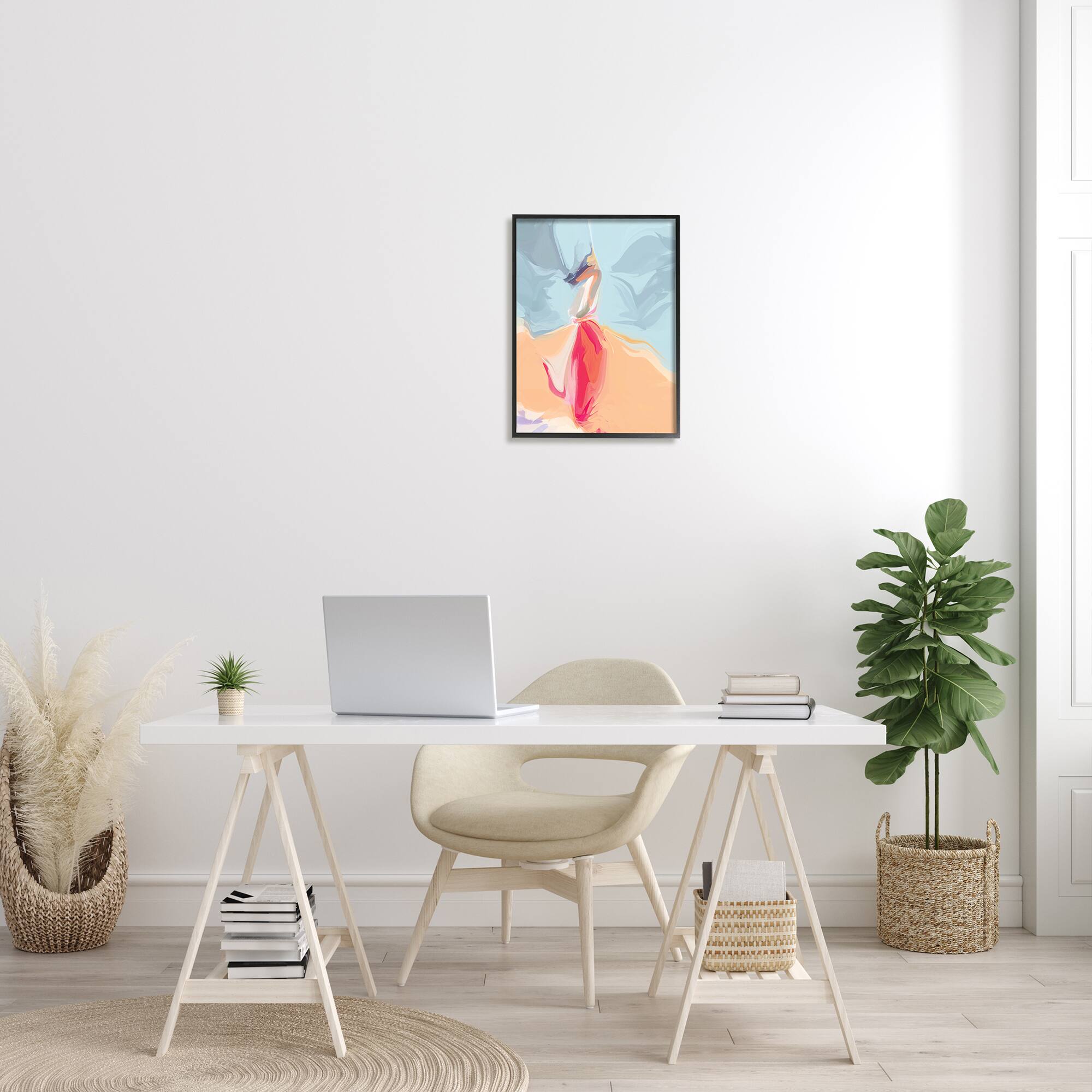 Stupell Industries Abstract Figure Dancing Movement Pink Blue Orange in Frame Wall Art