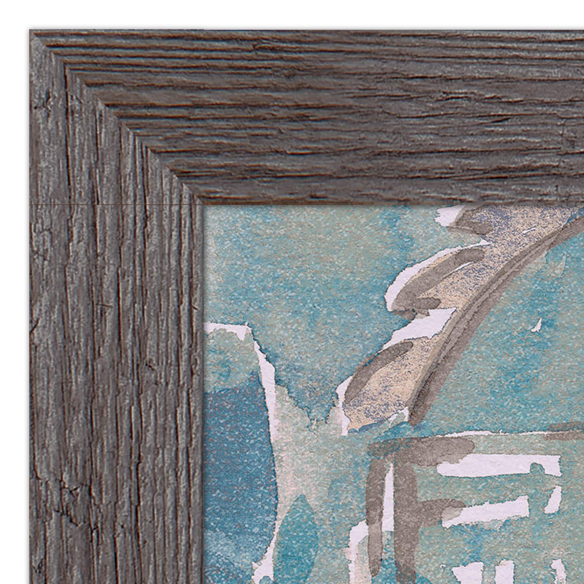 Blue Rug Pattern 20" x 30" Western Gray Framed Print