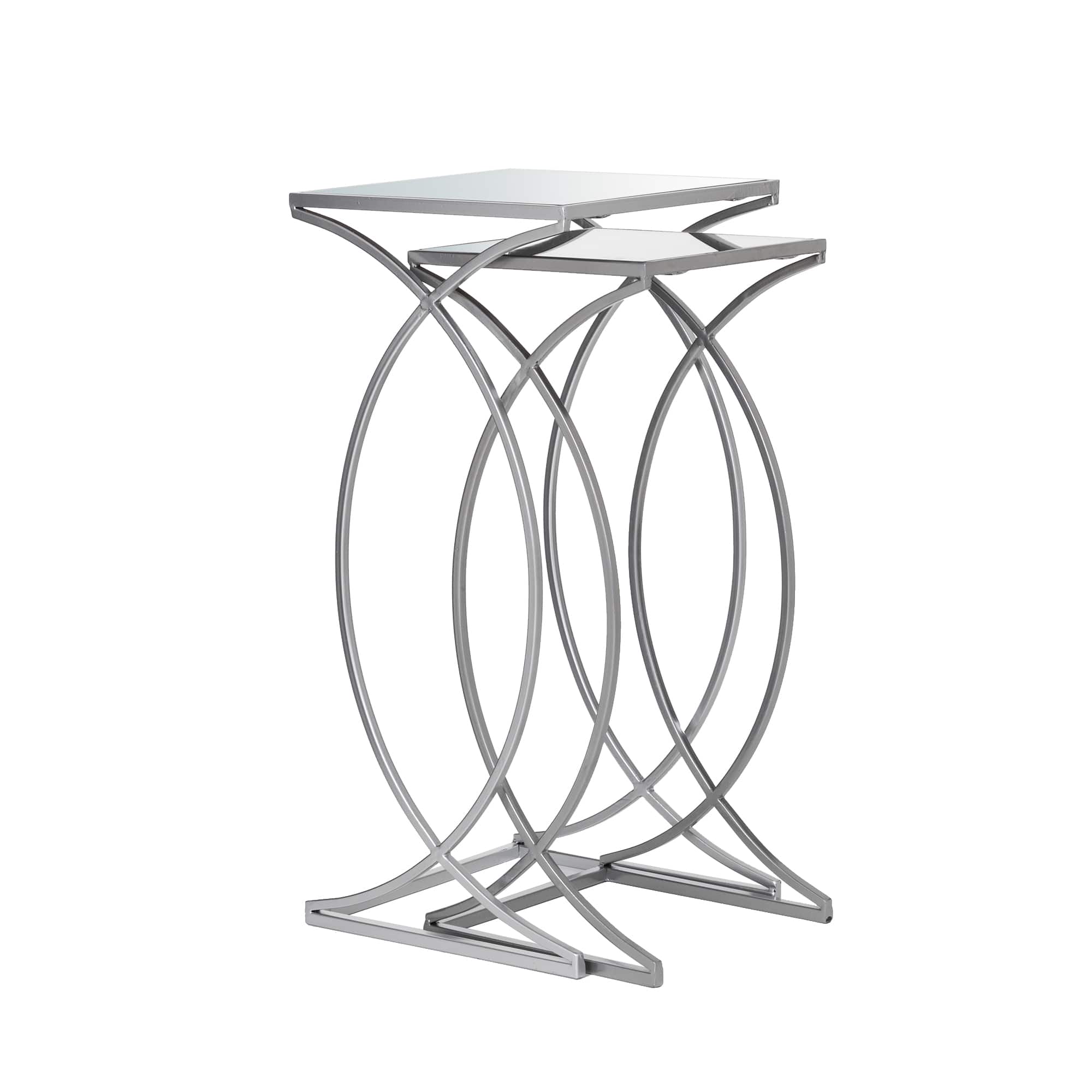 Glitzhome® Metal Tall Accent Table with Glass Top Set