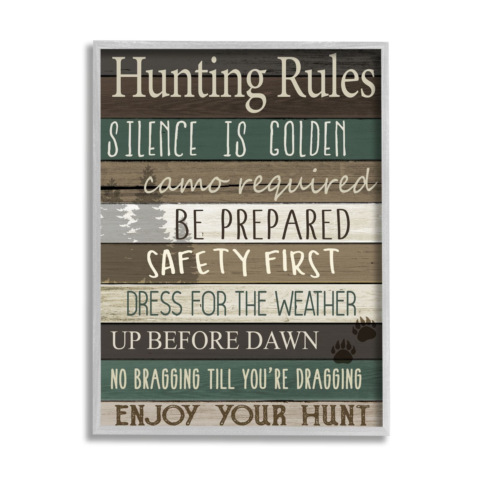 Stupell Industries Cabin Hunting Rules Rustic Charm Brown Green Framed Wall Art