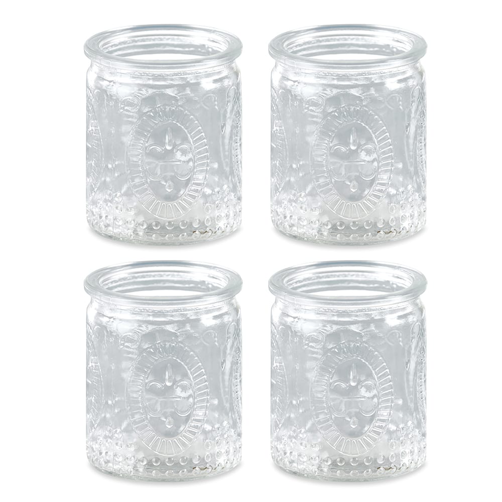 Kate Aspen® Vintage Clear Glass Tea Light Holder, 4ct.