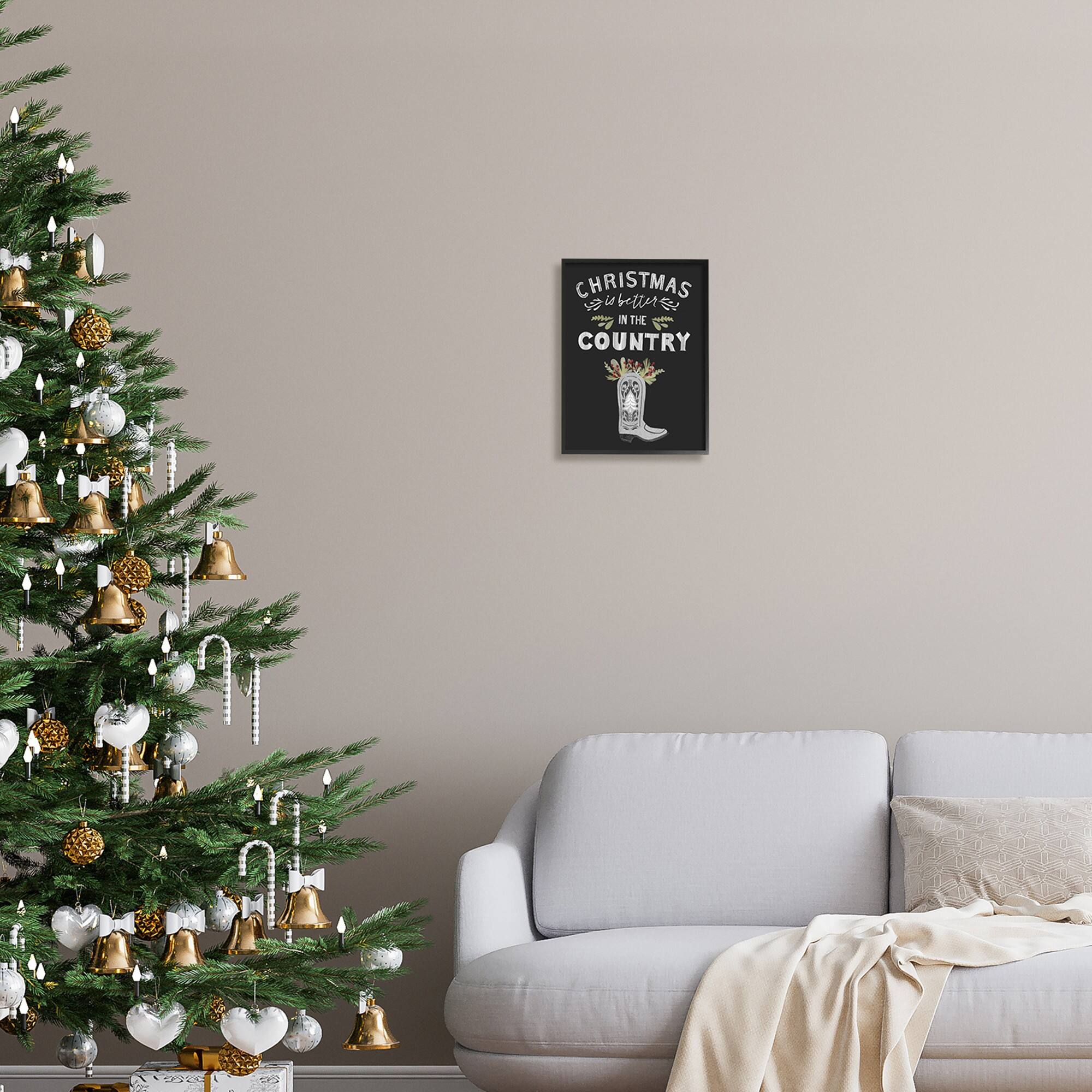 Stupell Industries Christmas Better In Country Phrase Framed Giclee Art