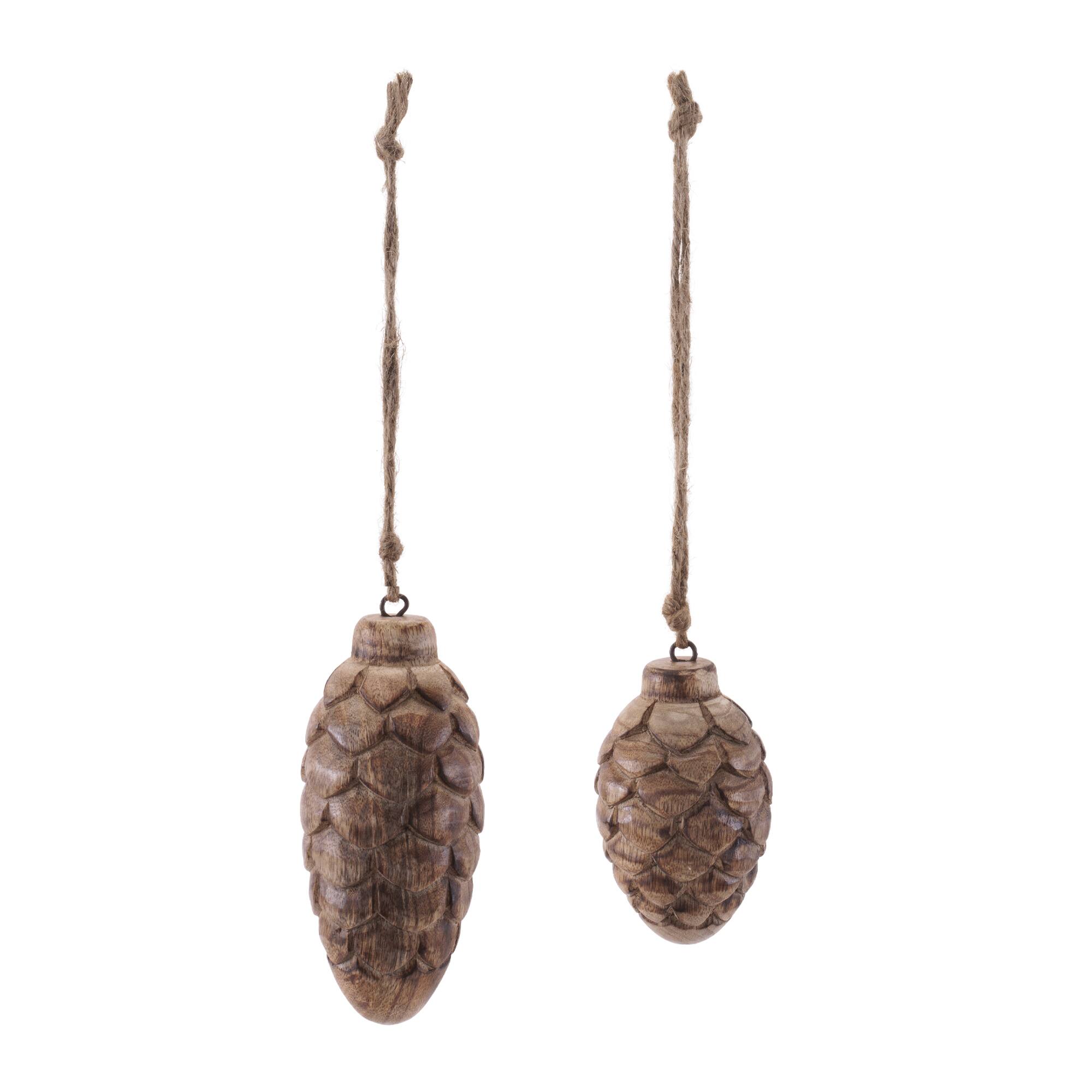 Melrose Wooden Pinecone Ornaments Set