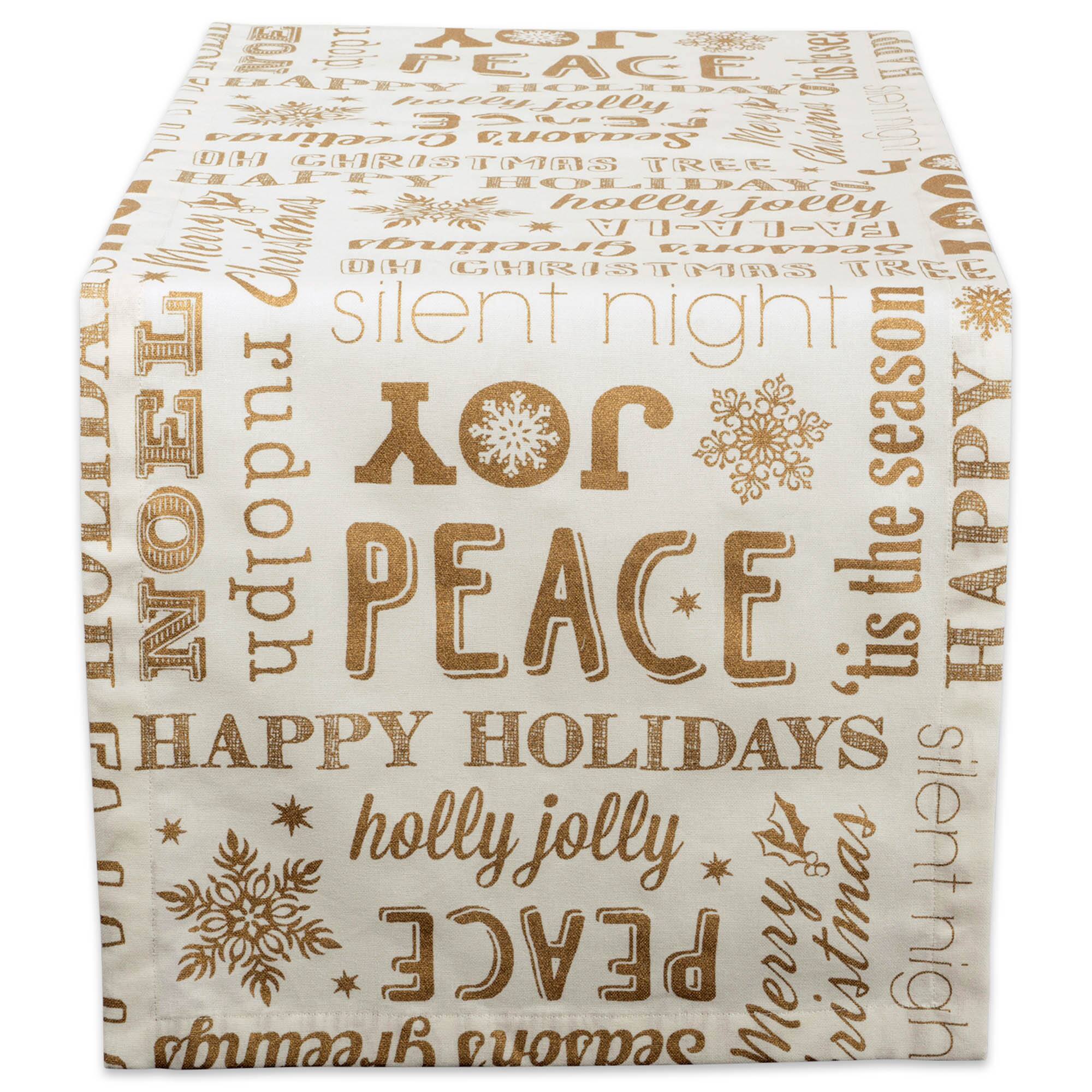 DII® 72" Gold Christmas Collage Table Runner