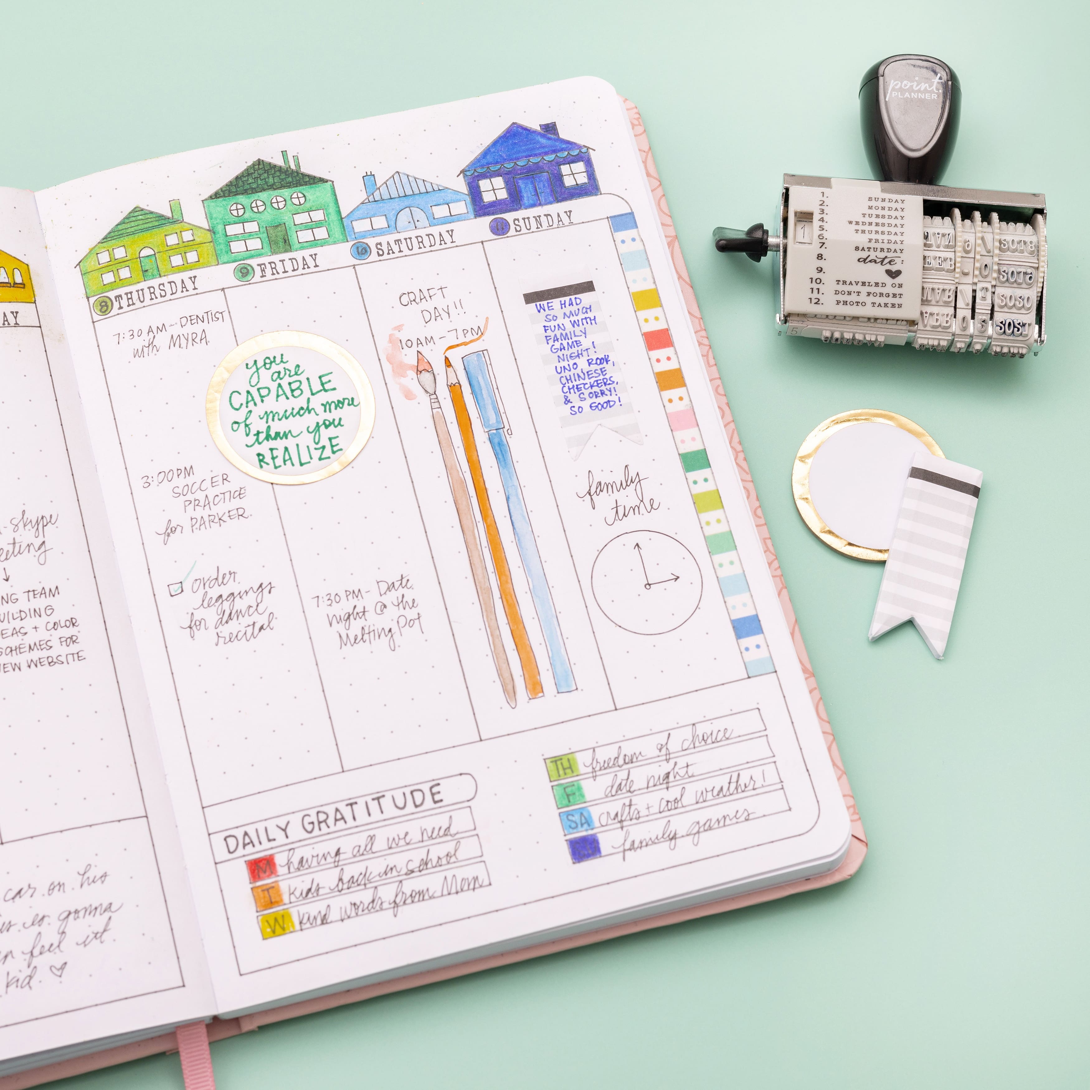 American Crafts™ 6" x 8.25" Linework Dot Grid Perfect Point Bound Planner, 120 Sheets