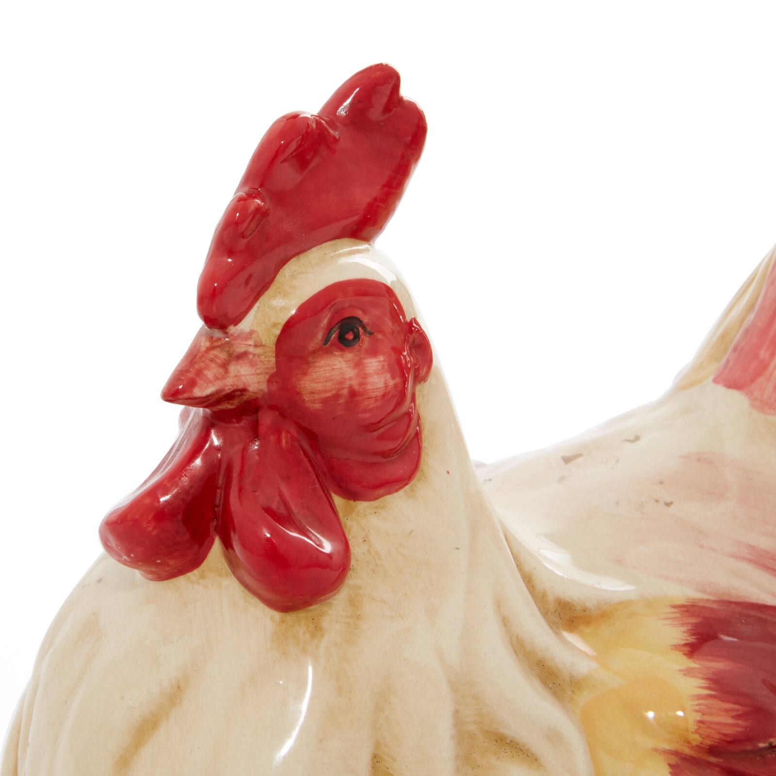 15" Red Ceramic Farmhouse Bird Garden Sculpture