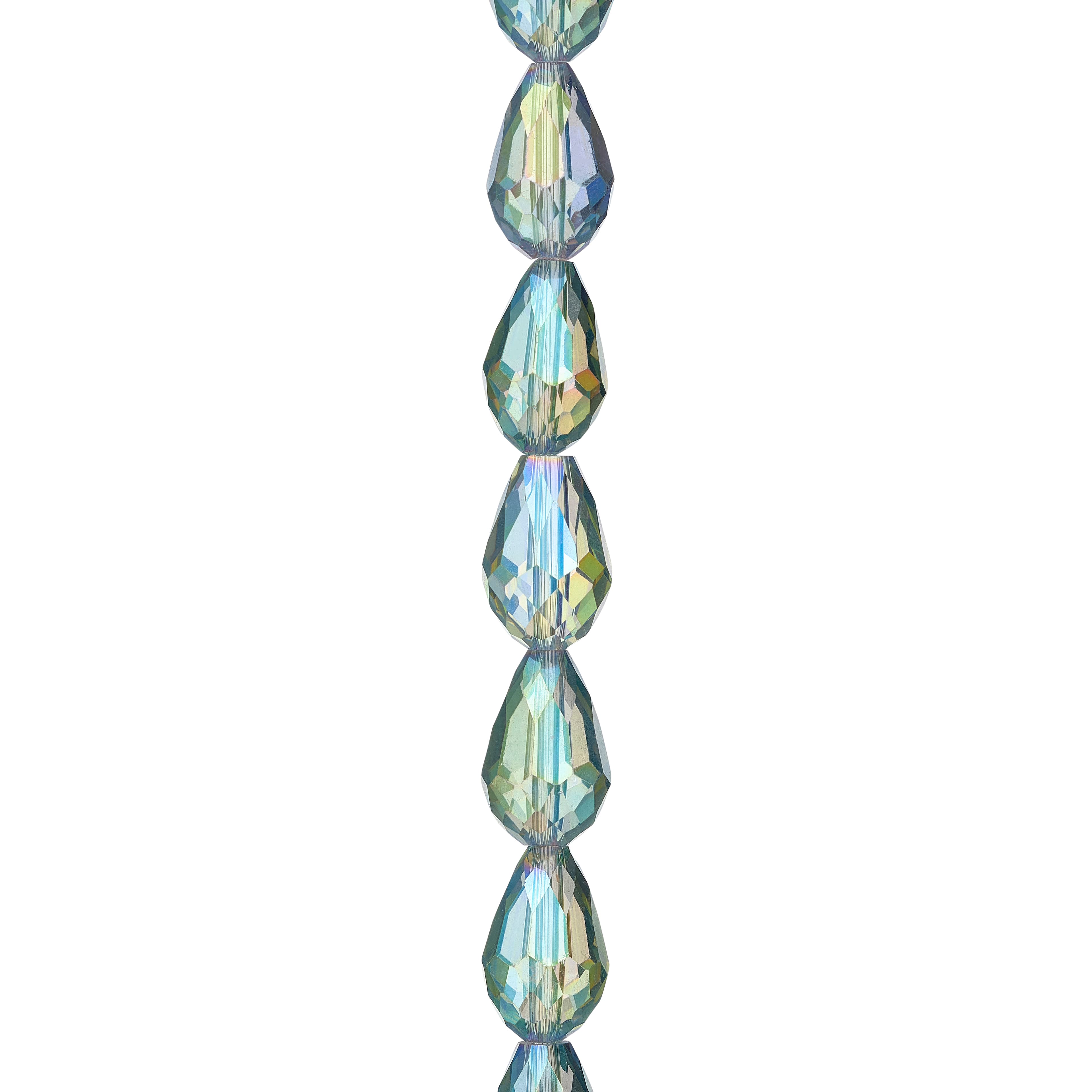 12 Pack: Iridescent Green Glass Teardrop Beads, 12mm by Bead Landing™