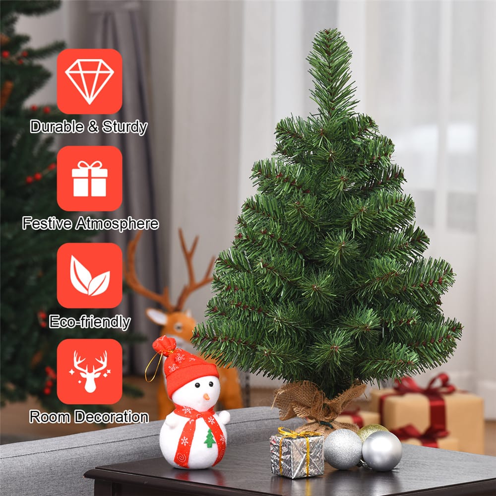 Costway 2ft. Unlit Artificial Christmas Tree in Burlap Base