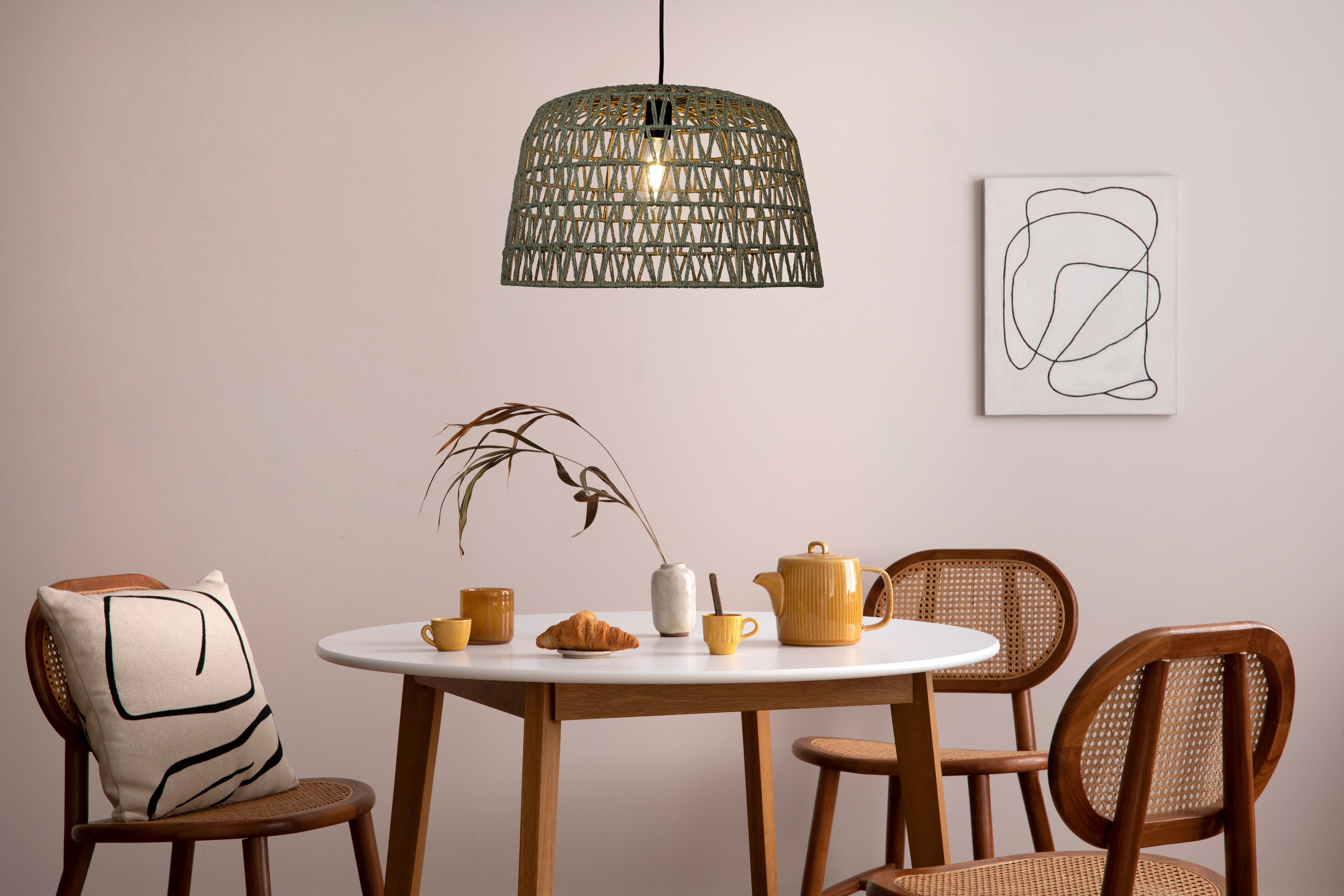 Hello Honey® 19.5" Boho Open Weave Metal and Paper Rope Ceiling Light