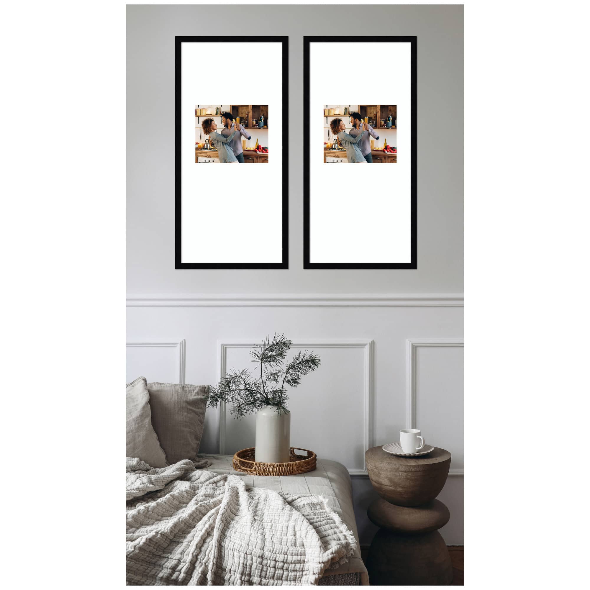 Kate and Laurel 14" x 30" Belmont Black Svelte Noir Photo Frames with 8" x 10" Mat, 2ct.