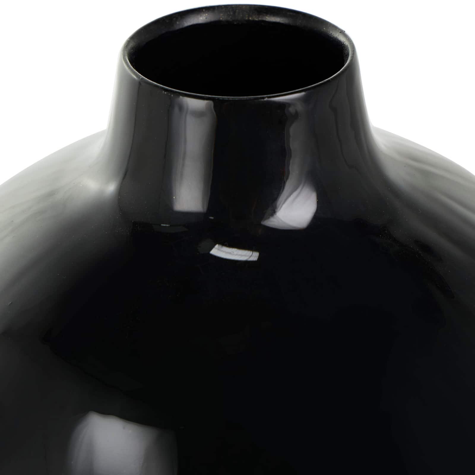 16" Black Metal Abstract Vase with Gold Detailing