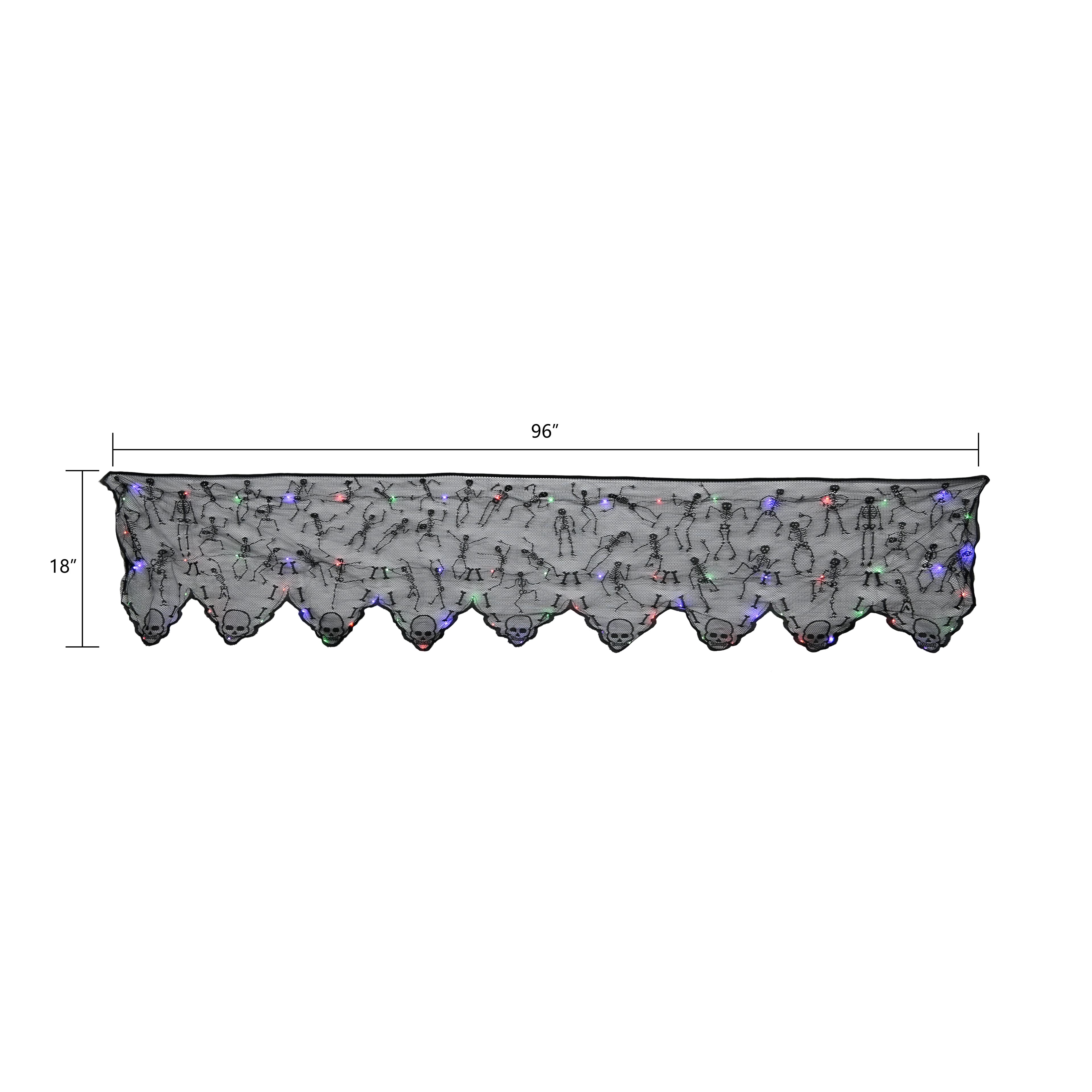96" Spiderweb & Skeletons LED Lighted Mantel Scarf by Ashland®