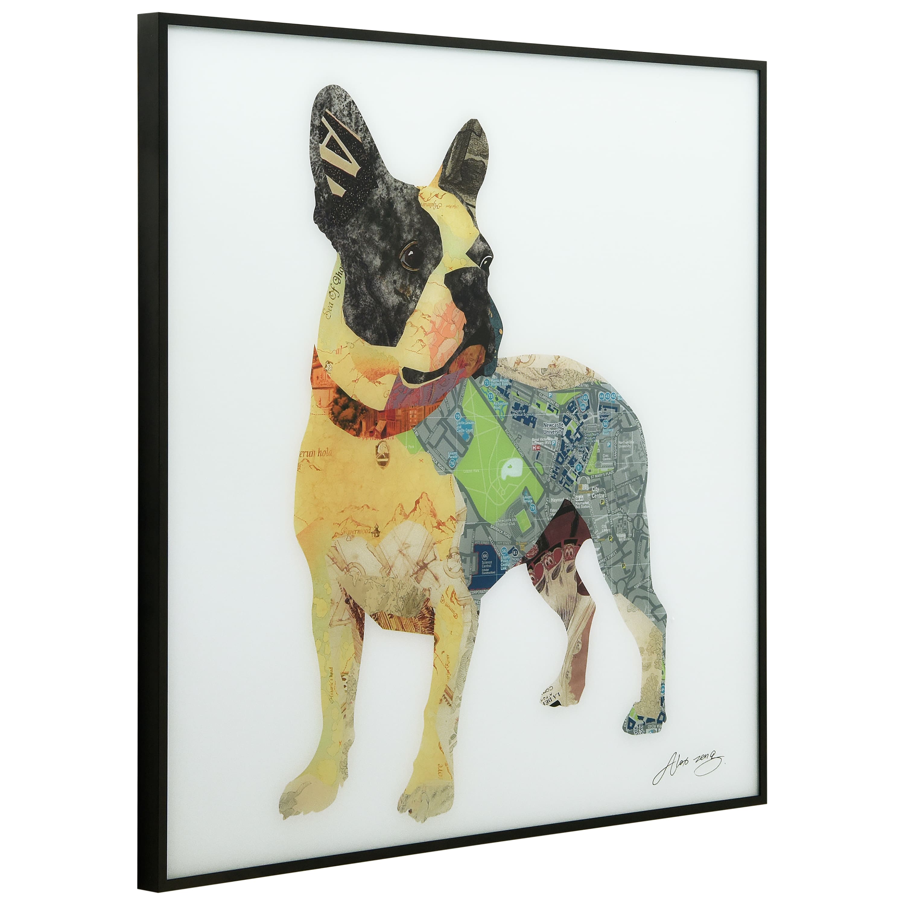 Empire Art Direct 24" x 24" Boston Terrier Reverse Printed Glass Encased Framed Wall Art