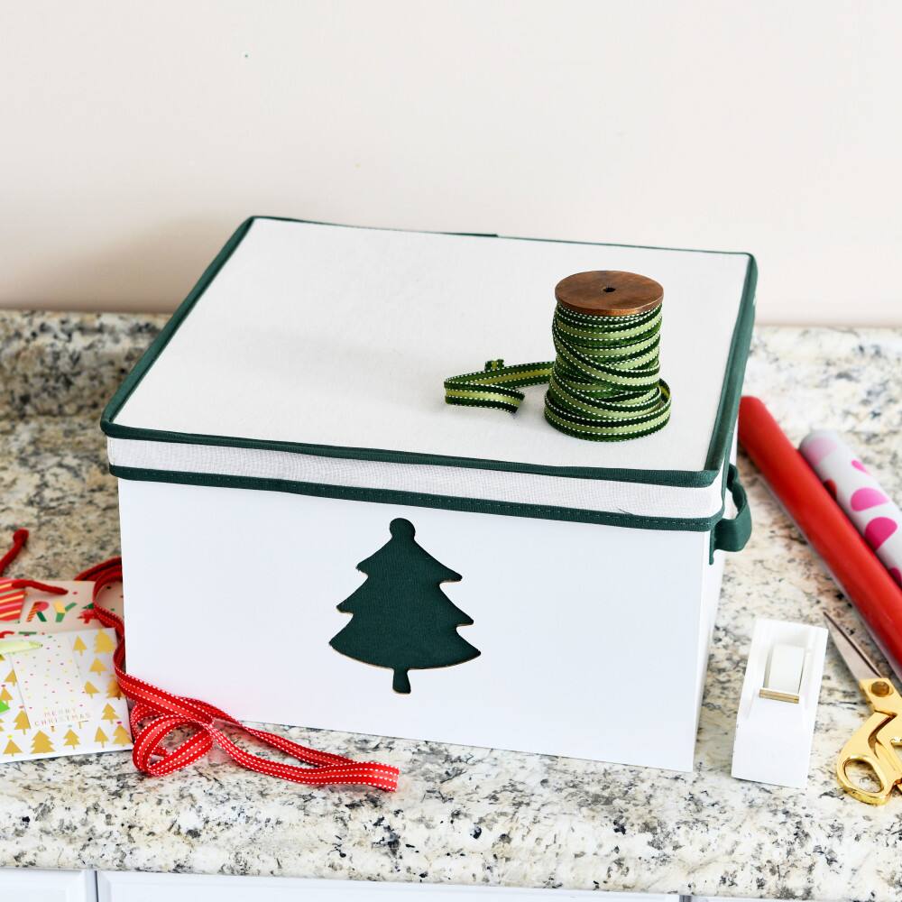 Household Essentials Holiday Green Tree Storage Box