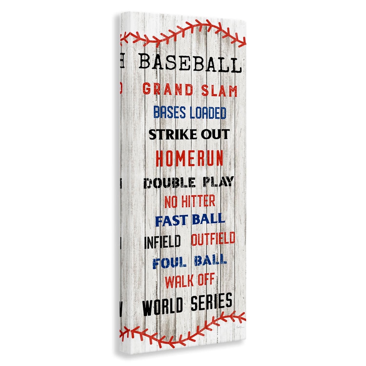 Stupell Industries Baseball Listed Phrases Sign Homerun Sports Strike Out Canvas Wall Art