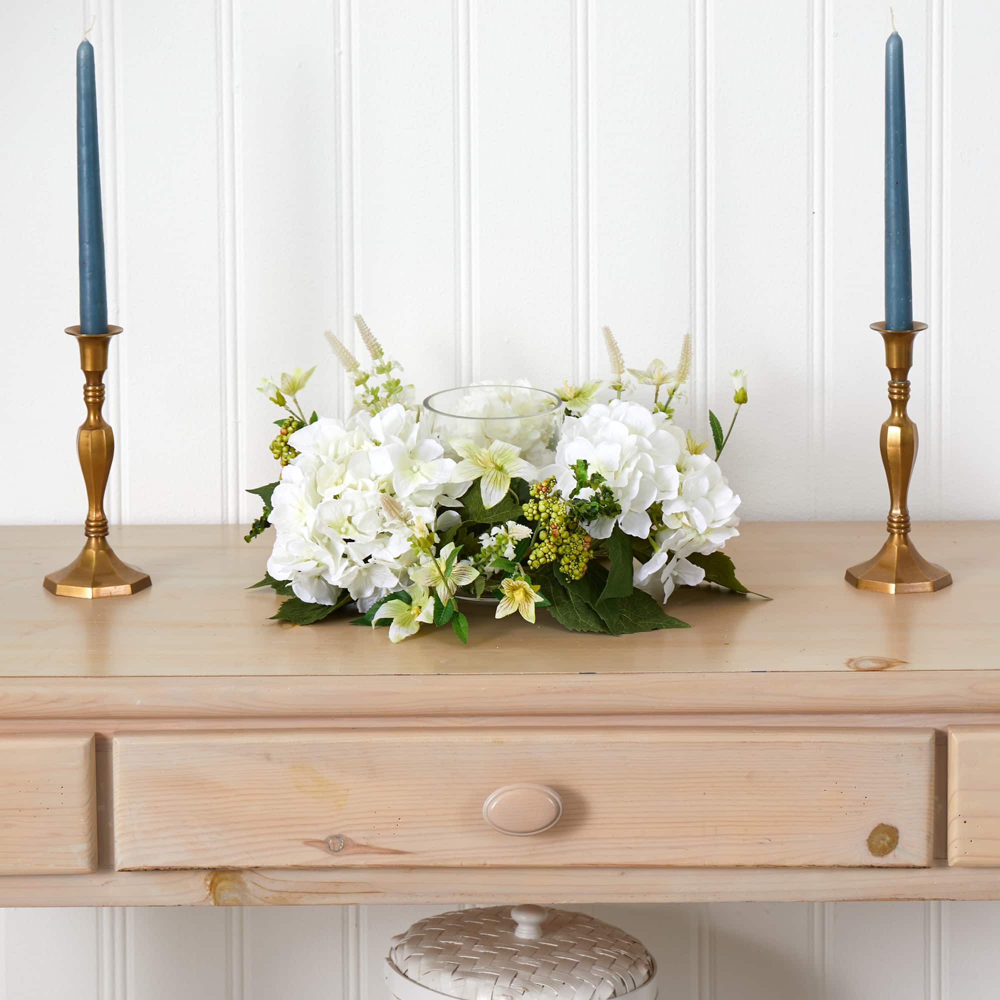 6" Hydrangea Artificial Arrangement Candelabrum