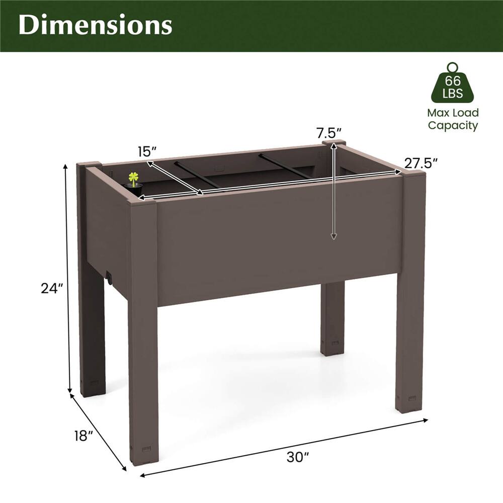 Costway 14gal. Raised Garden Bed with Water Level Indicator & Drainage Hole