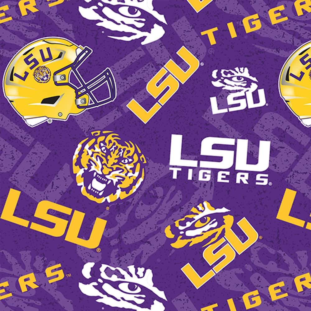 NCAA Louisiana State University Tigers Logo Tone-on-Tone Cotton Fabric