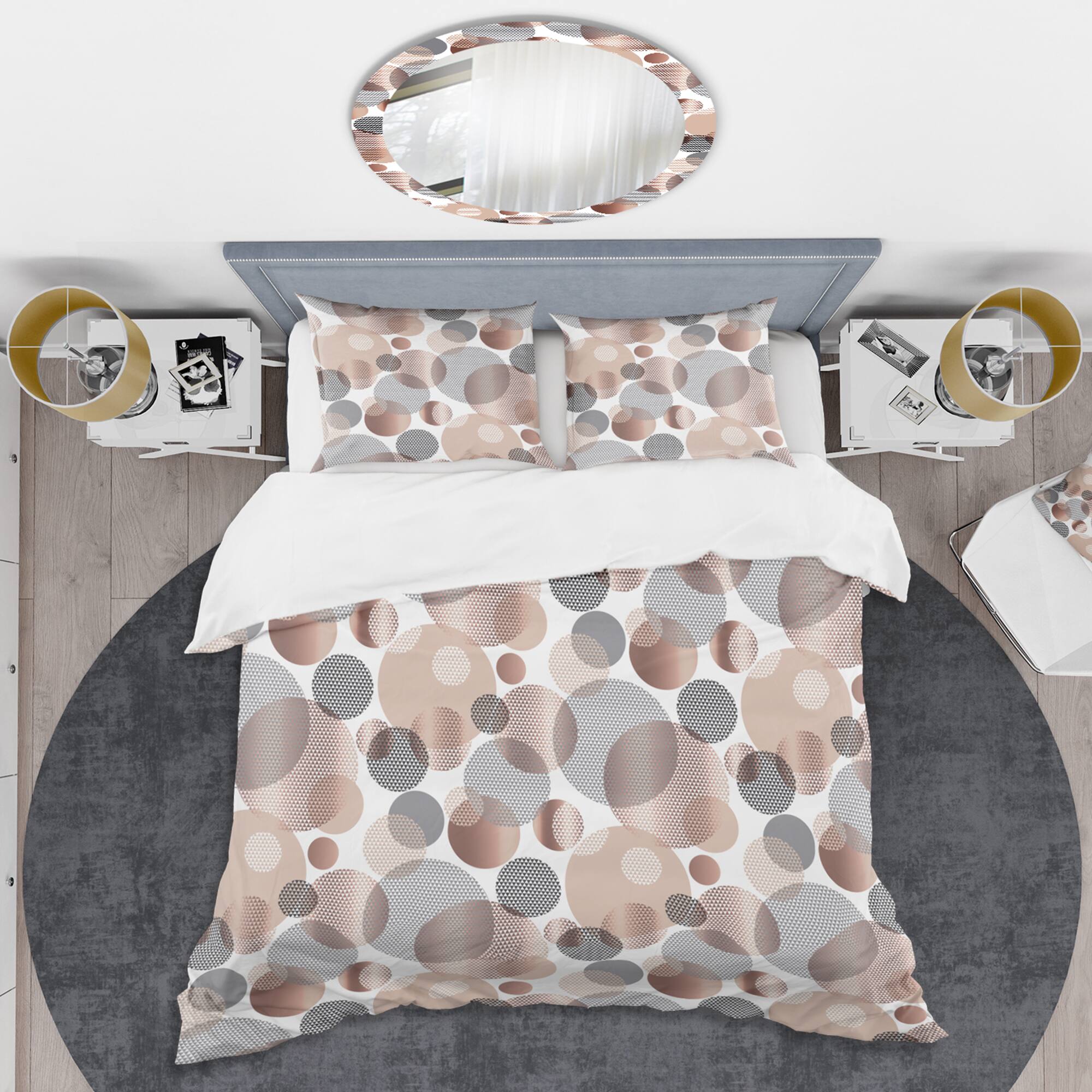 Designart 'Circular Abstract Retro Geometric XIII' Mid-Century Duvet Cover Set
