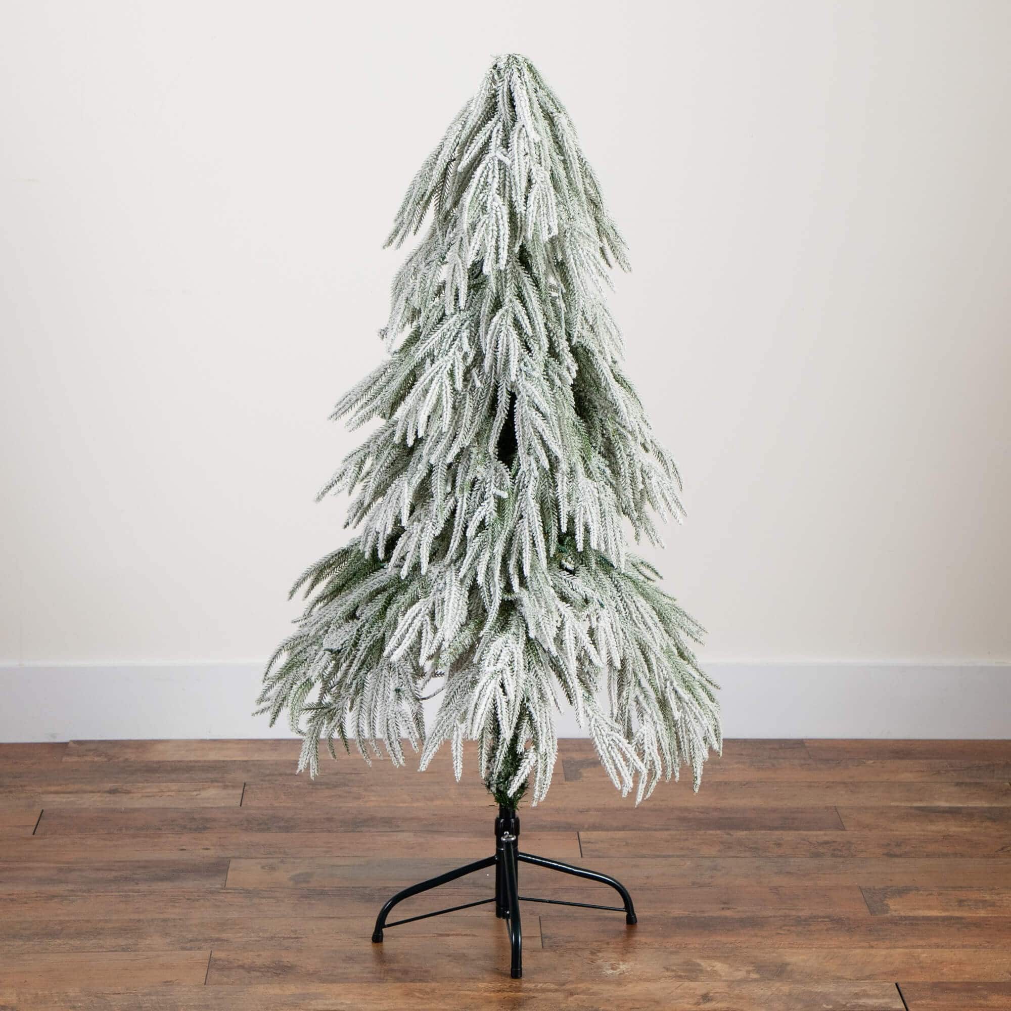 4ft. Pre-Lit Down Swept Flocked Fir Artificial Christmas Tree, Warm White LED Lights