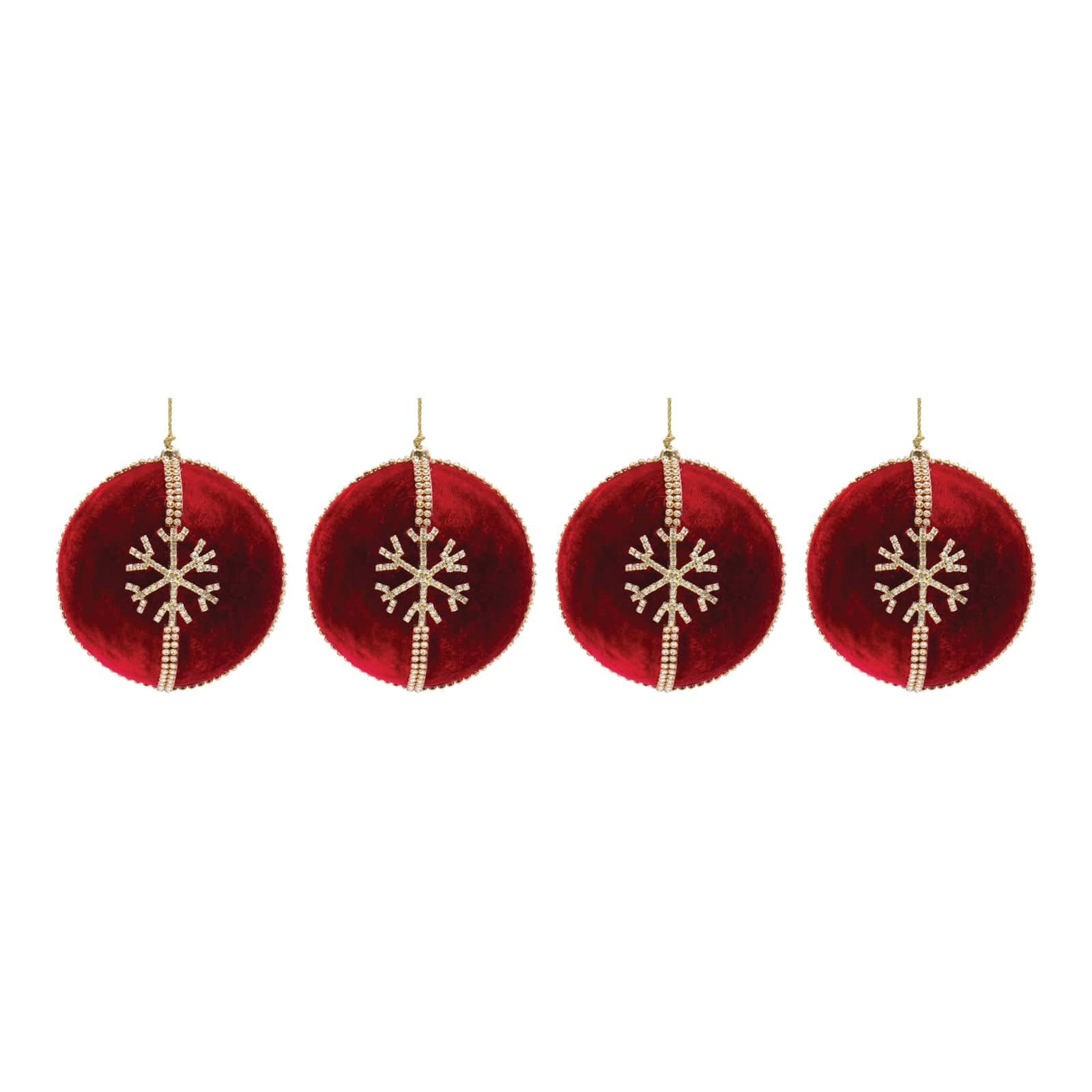 4" Jeweled Snowflake Ball Ornament Set