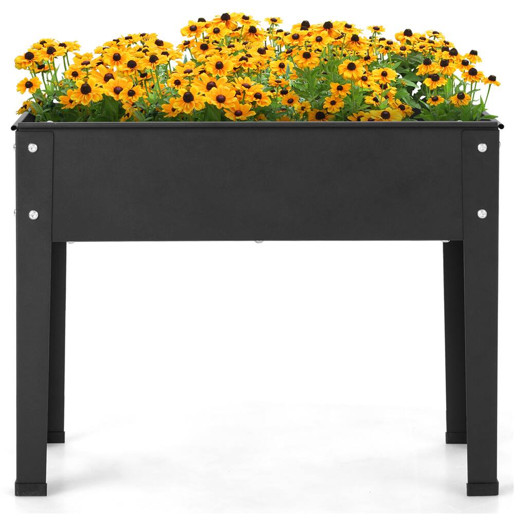 Costway 24" Metal Elevated Raised Garden Bed Planter with Legs & Drainage Hole