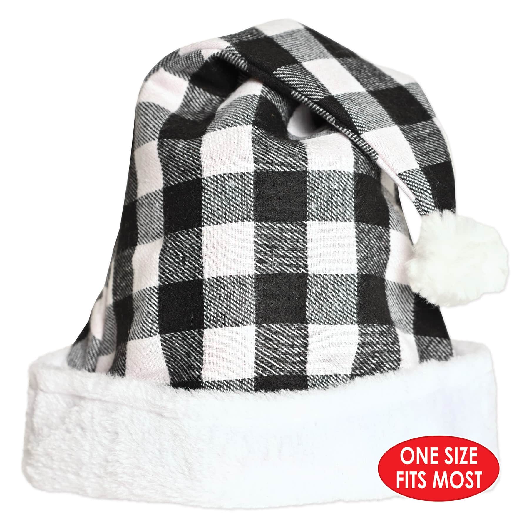 Besitle Black & White Plaid Santa Hats, 2ct.