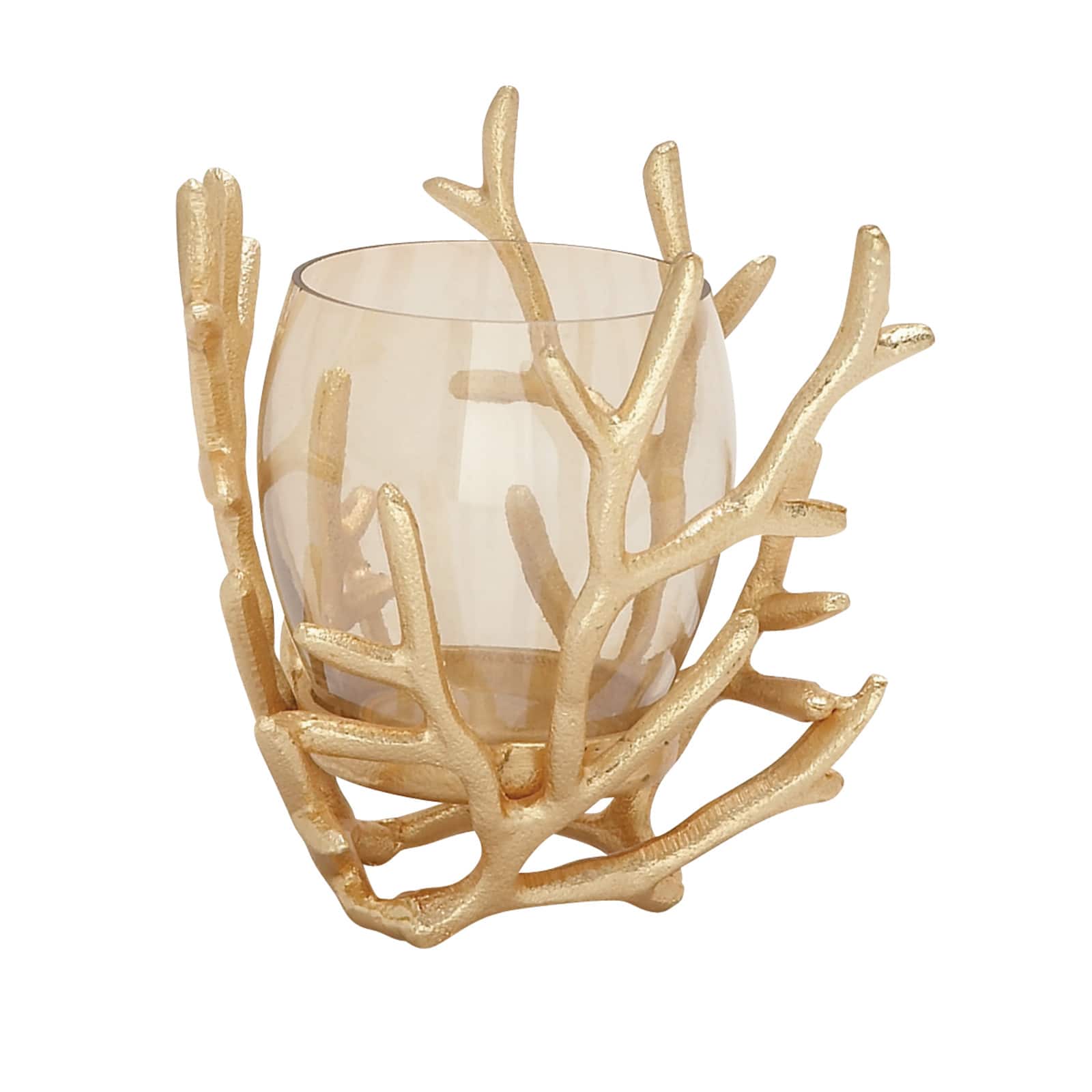 Gold Aluminum Coastal Candle Holder