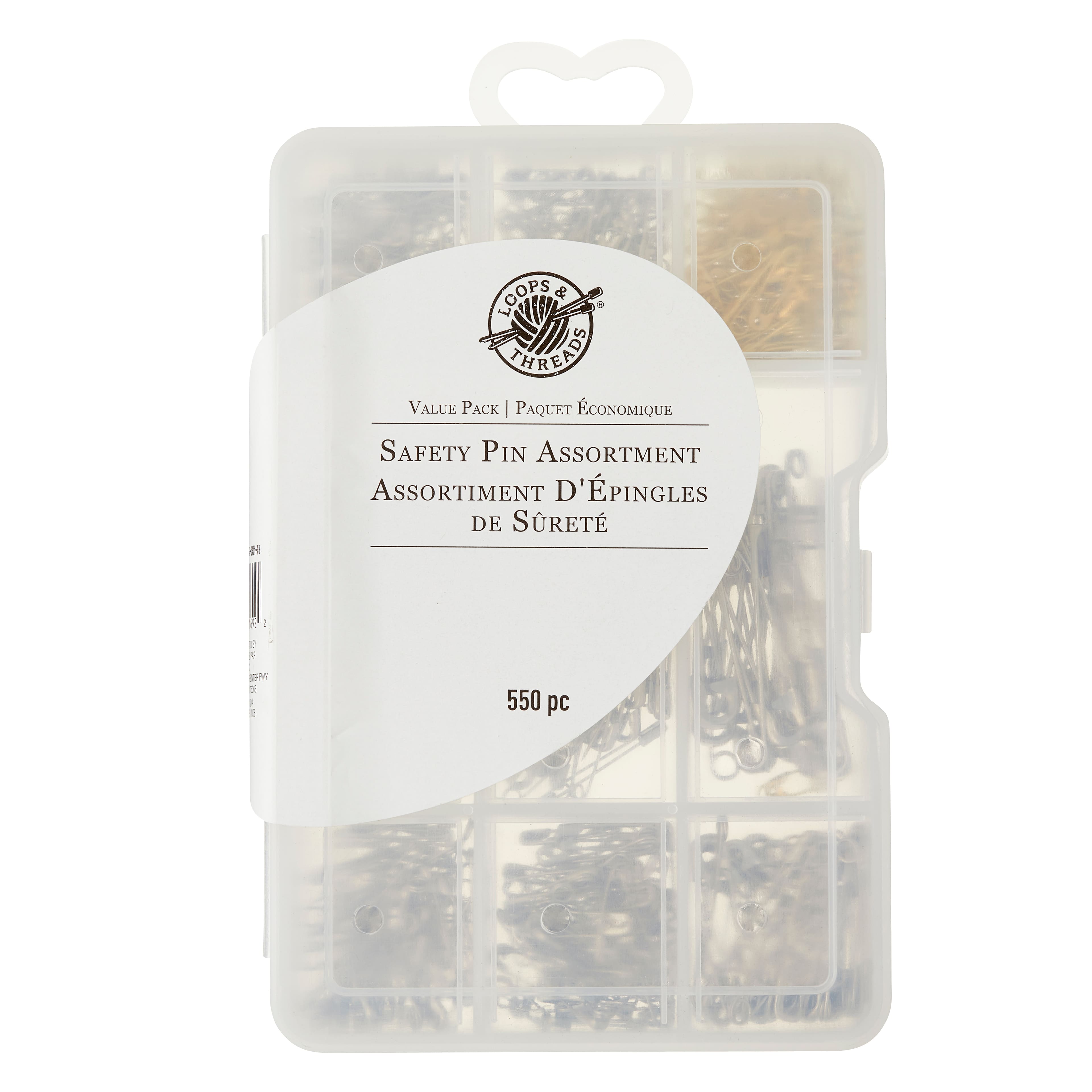 6 Packs: 550 ct. (3,300 total) Mixed Safety Pins by Loops & Threads™