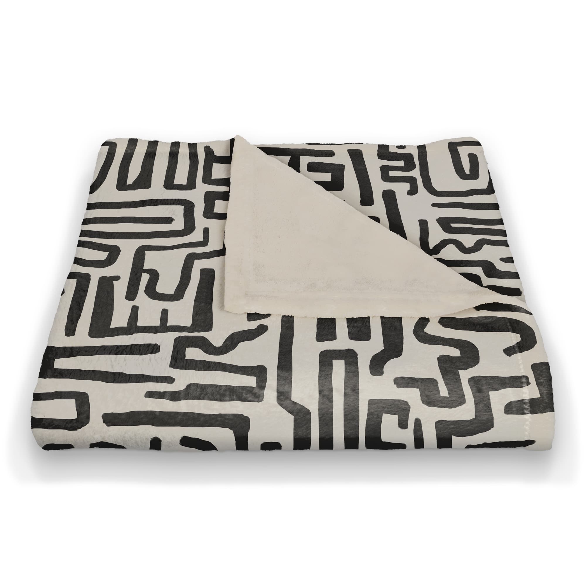 Black Maze Lines 50" x 60" Coral Fleece Blanket