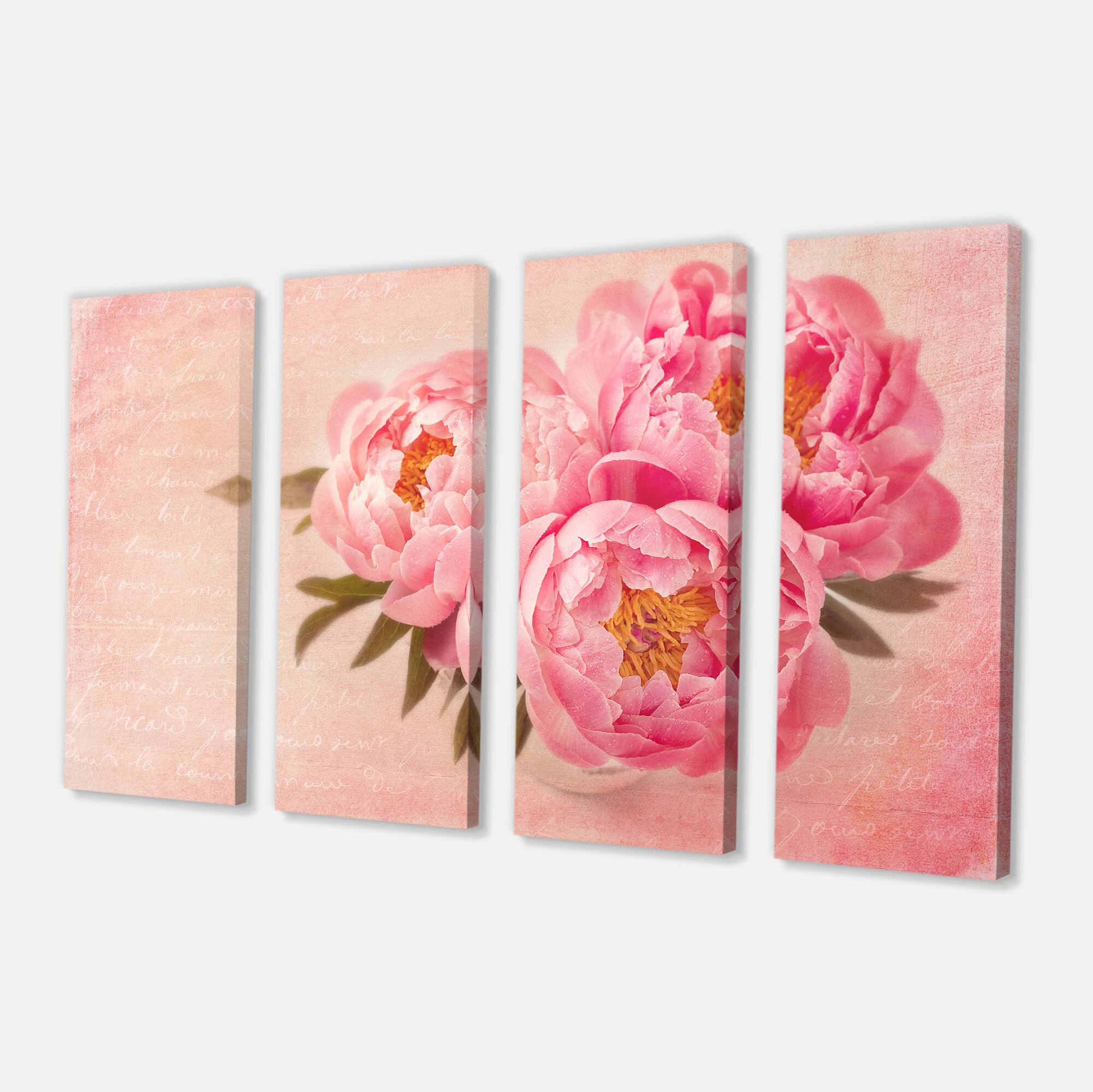 Designart - Peony Flowers against Scribbled Back