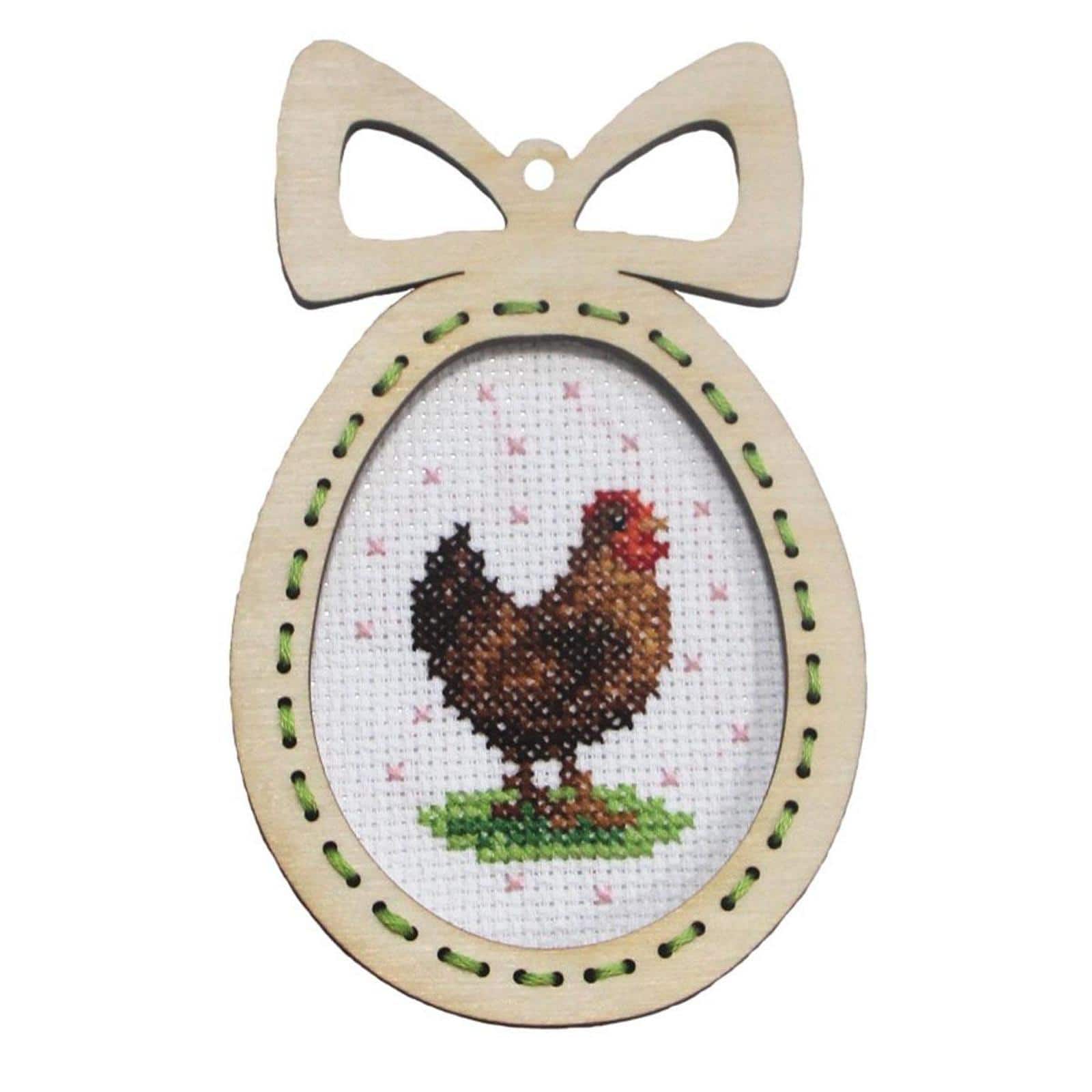 Orchidea Hen Counted Cross Stitch with Easter Egg Plywood Frame Craft Kit