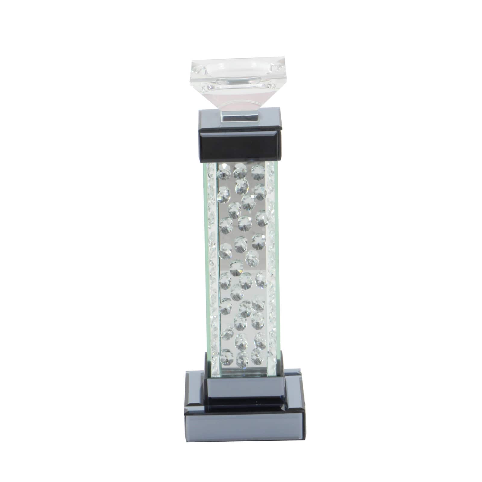 15'' Gray Glass Glam Candlestick Holder