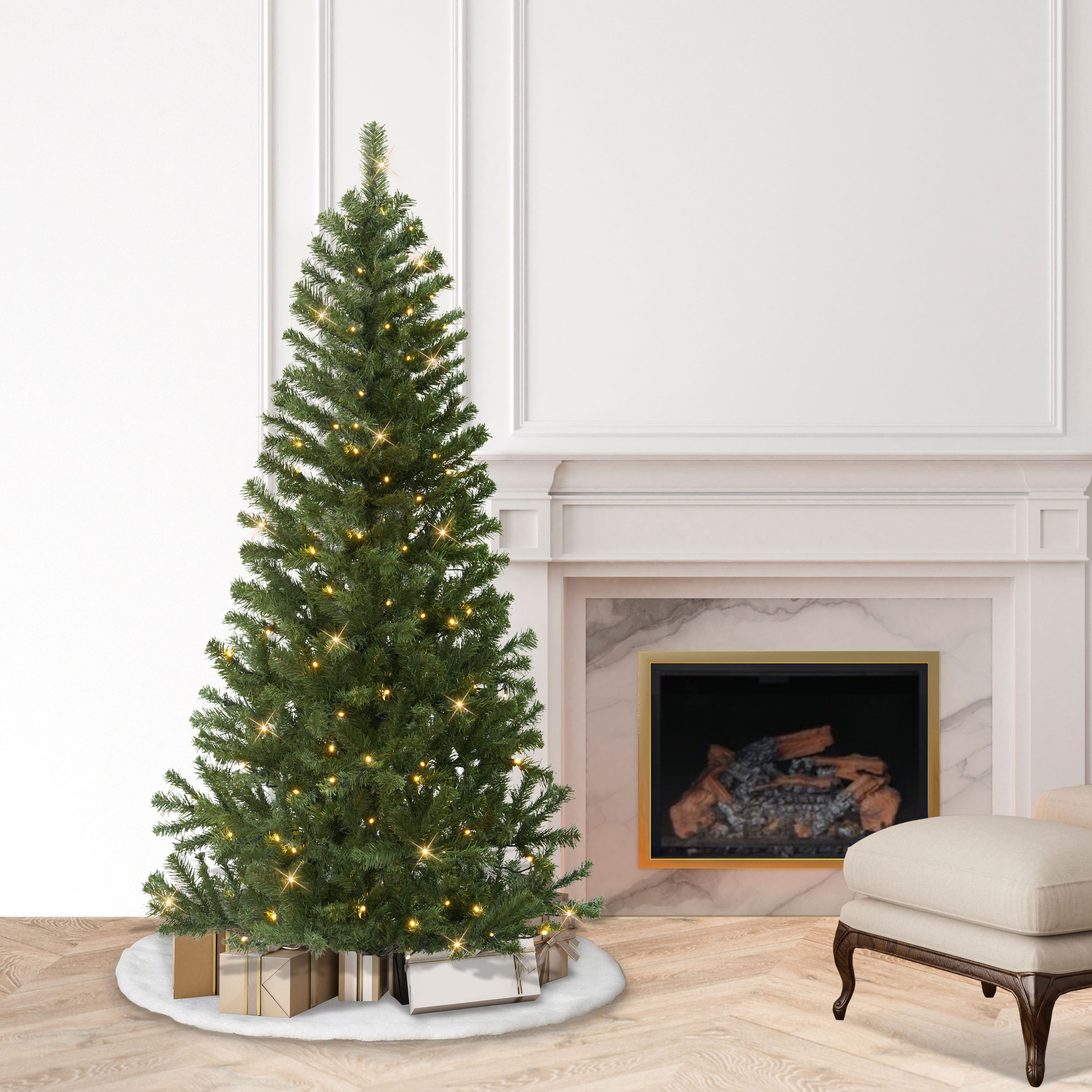 6ft. Pre-Lit Canadian Spruce Artificial Christmas Tree, Warm White LED Lights
