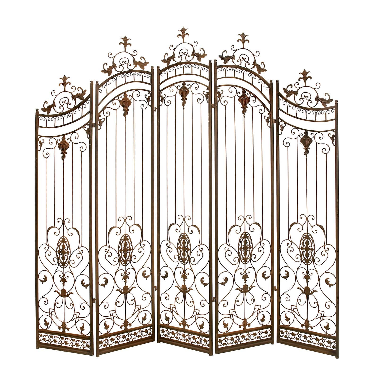 Brown Metal Eclectic Room Divider Screen, 80 " x 80 " x 1 "